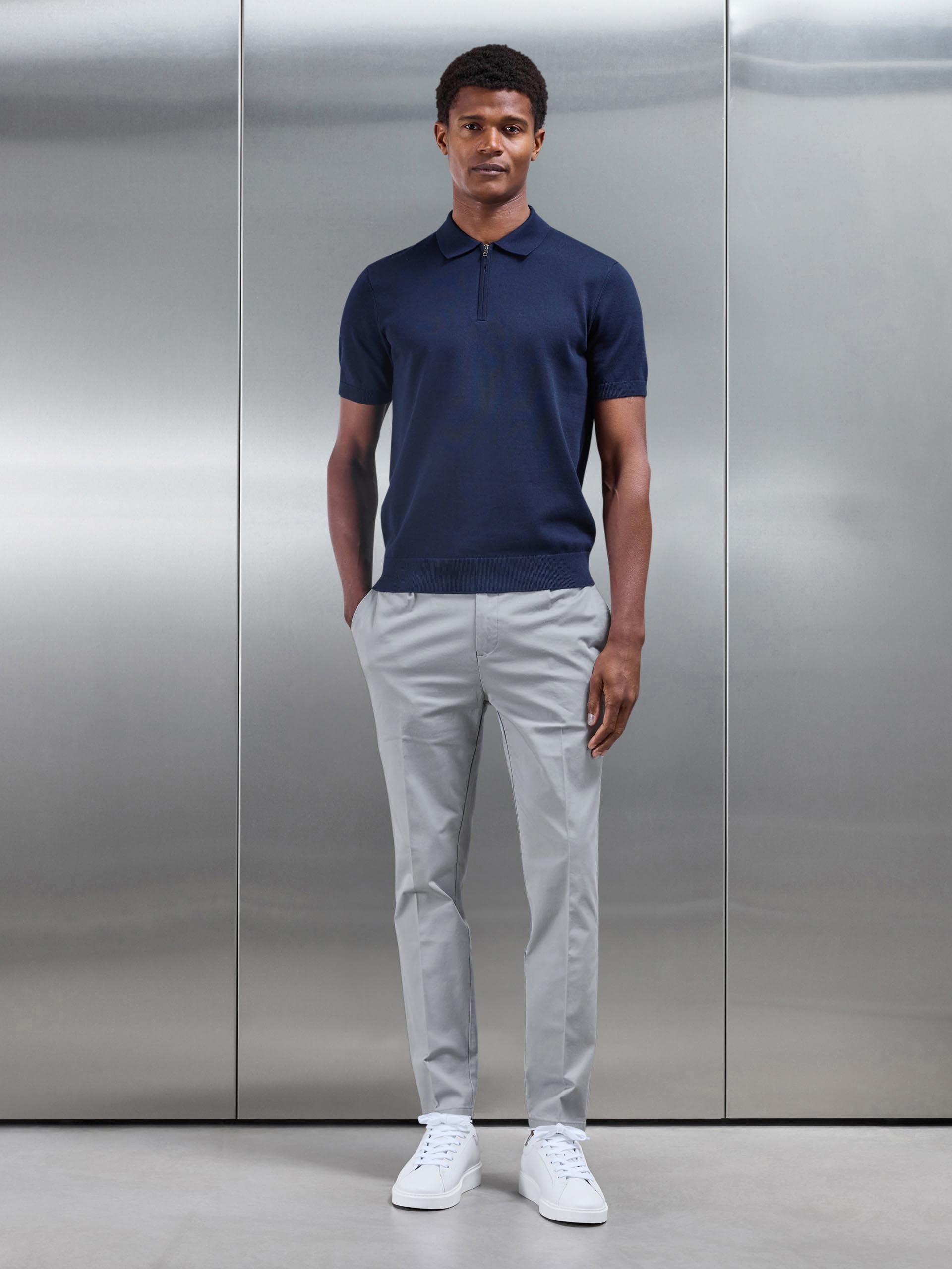 Mens Tailored Side Adjuster Chino Trouser in Mid Grey