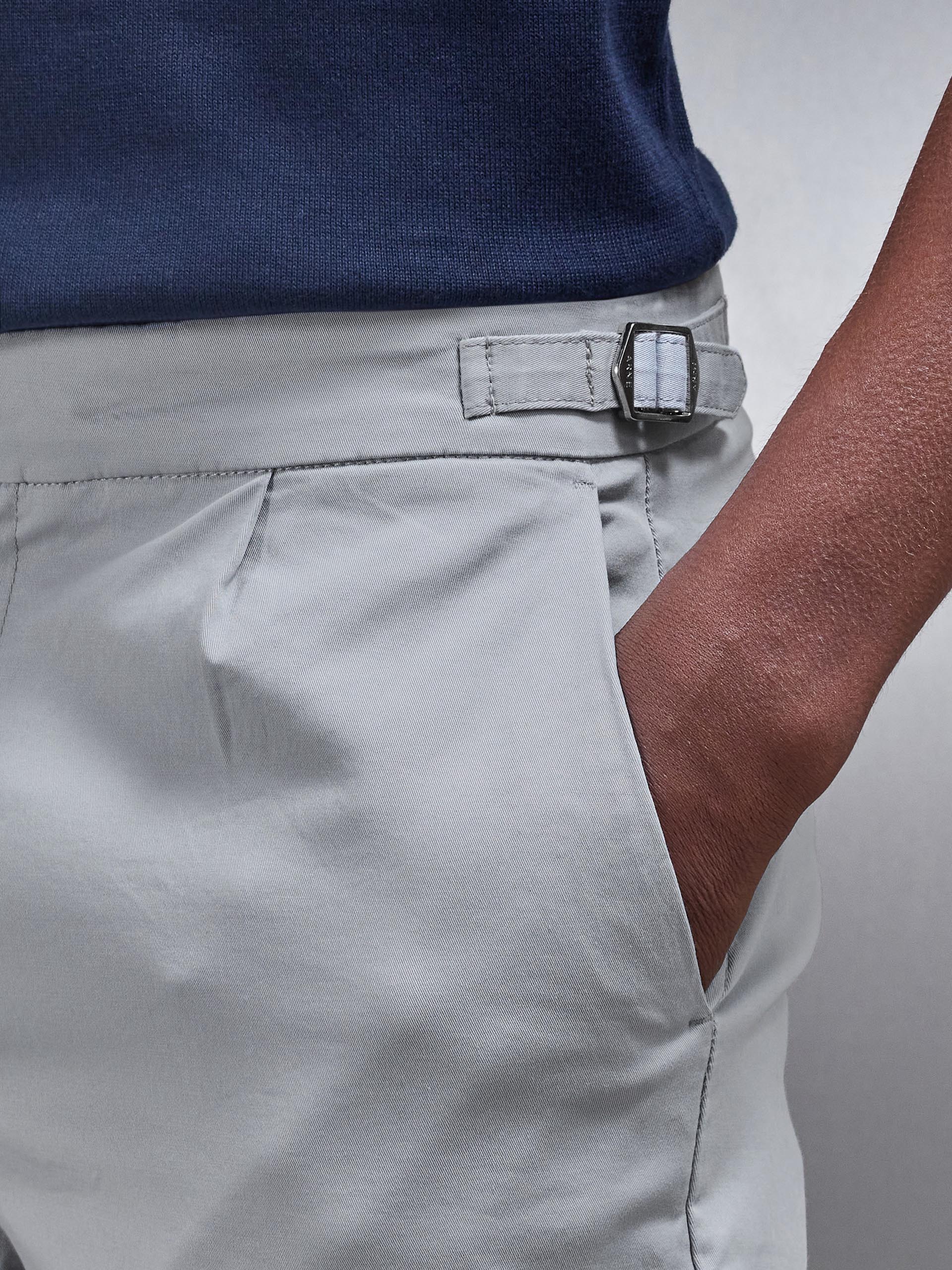 Mens Tailored Side Adjuster Chino Trouser in Mid Grey