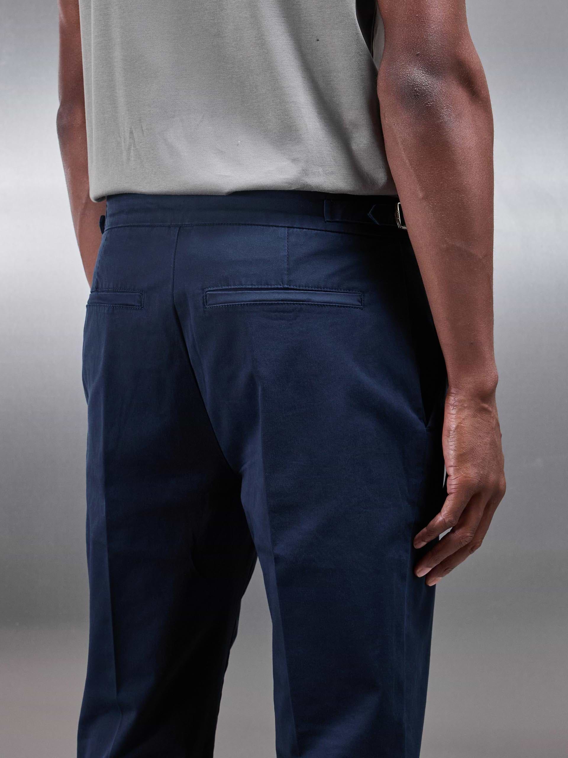Tailored Side Adjuster Chino Trouser in Navy