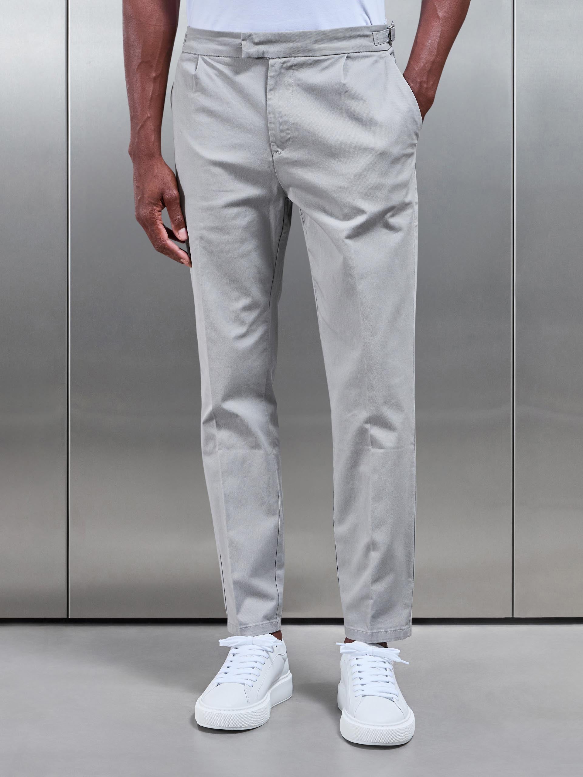 Mens Tailored Side Adjuster Chino Trouser in Stone