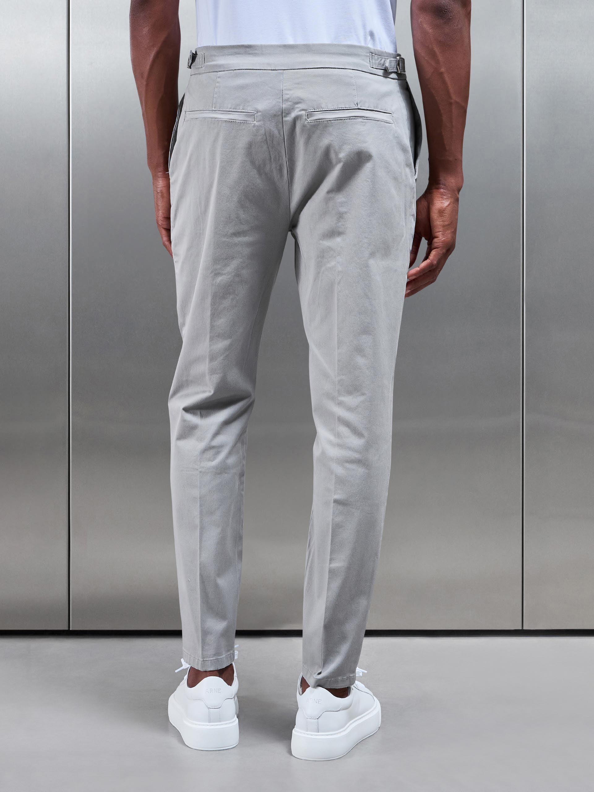 Mens Tailored Side Adjuster Chino Trouser in Stone