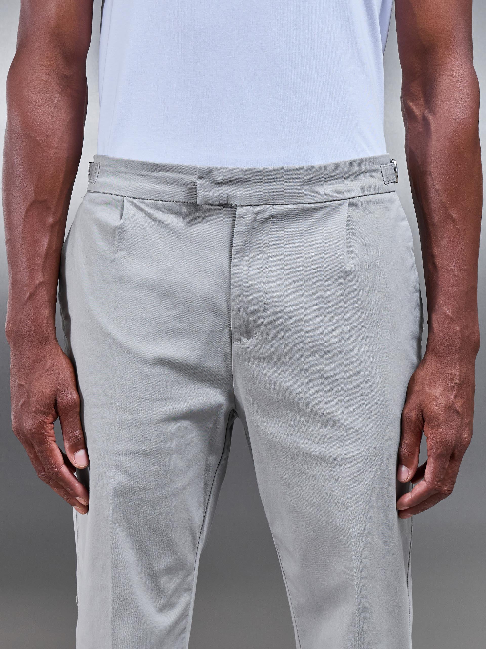 Mens Tailored Side Adjuster Chino Trouser in Stone