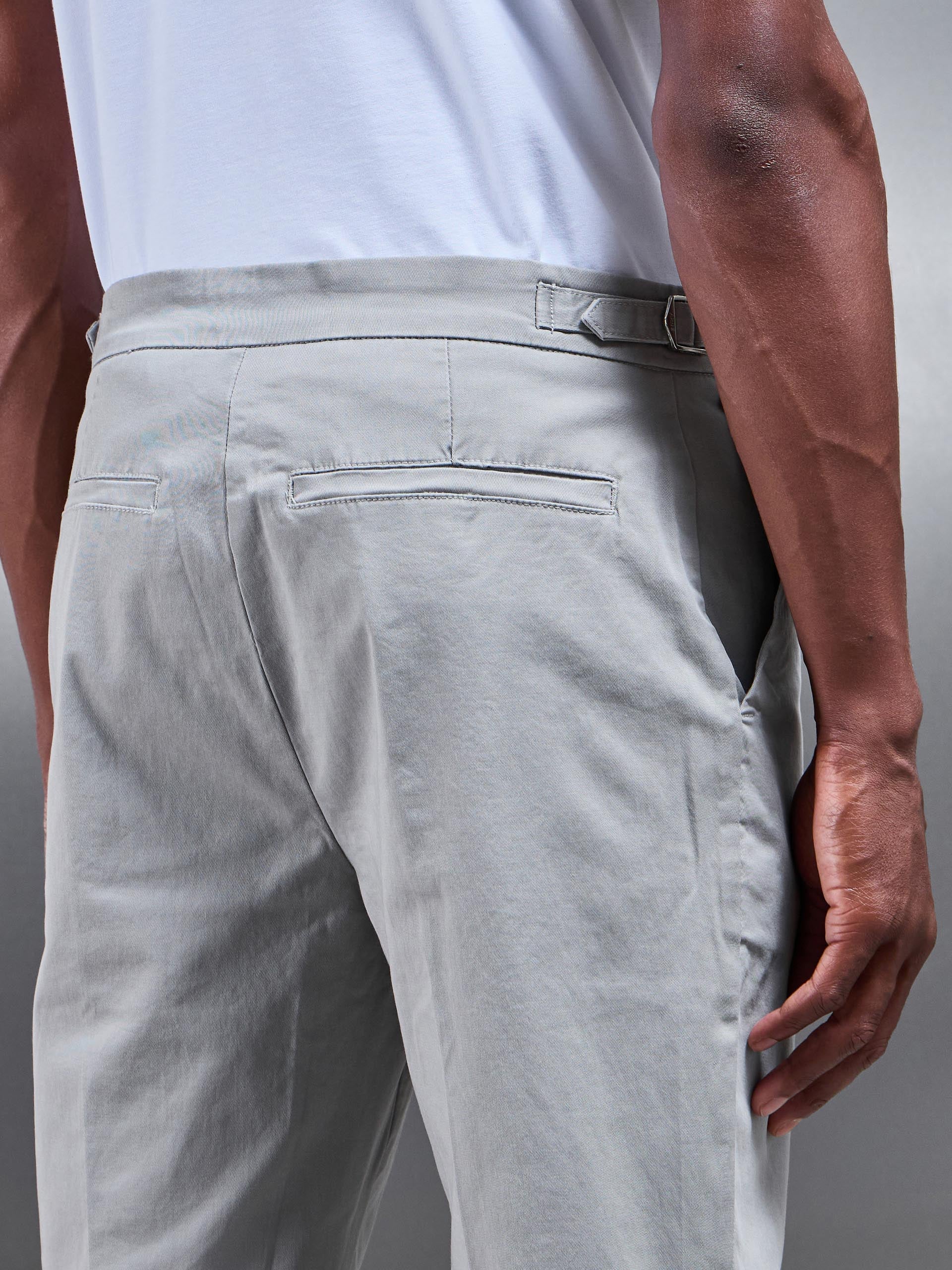 Mens Tailored Side Adjuster Chino Trouser in Stone