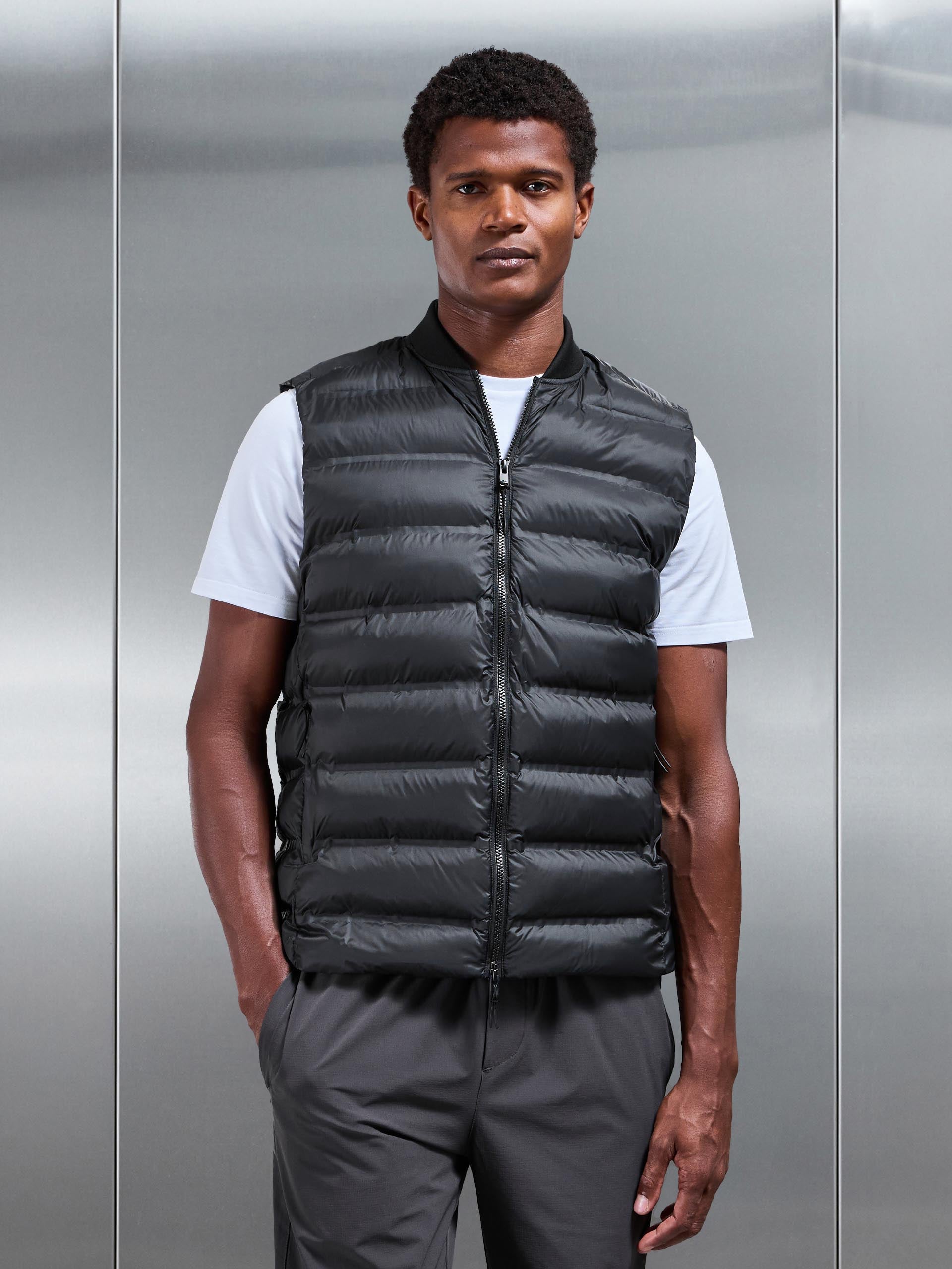 Mens Technical Bomber Gilet in Black