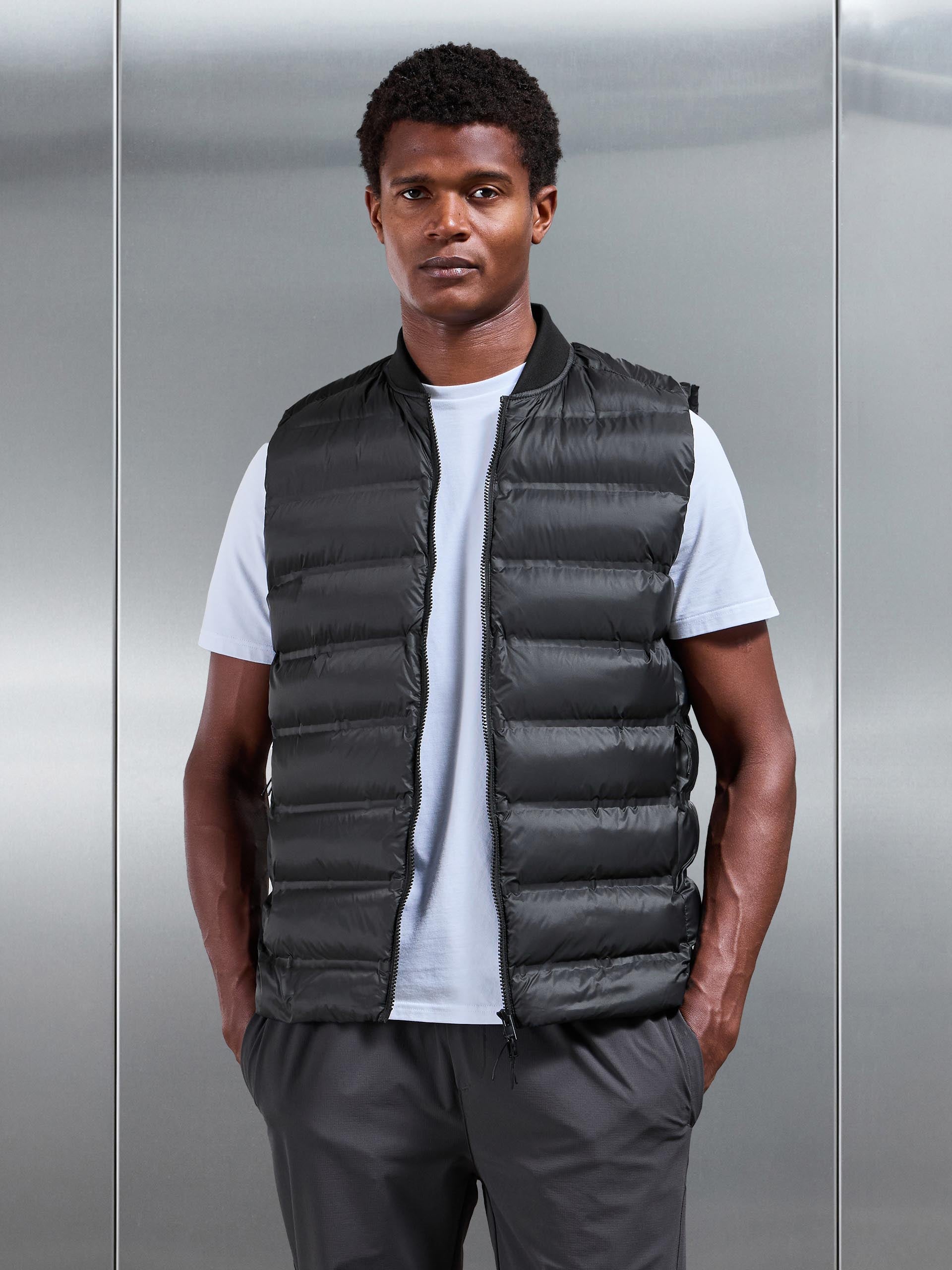 Mens Technical Bomber Gilet in Black