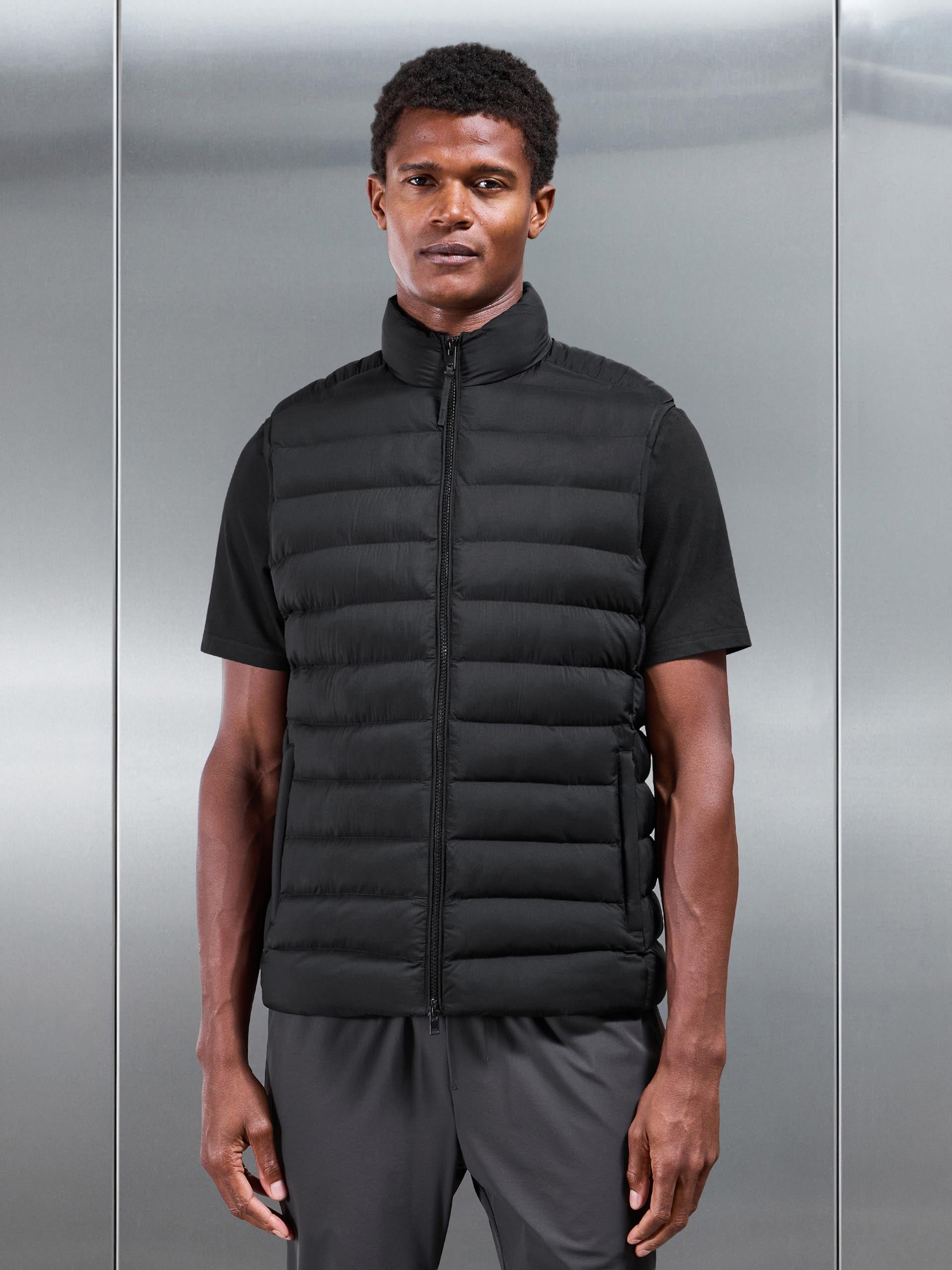 Mens Technical Puffer Gilet in Black
