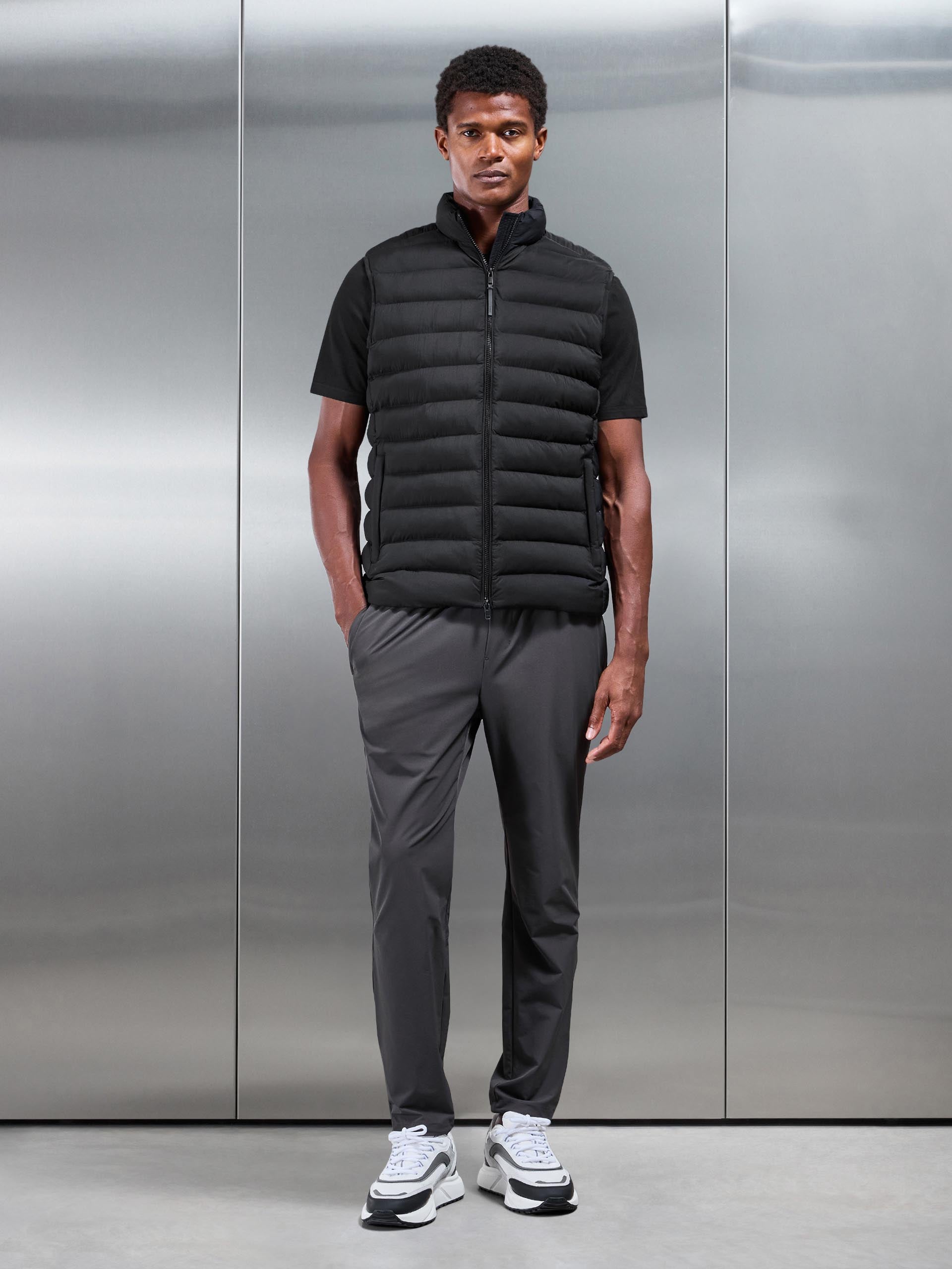 Mens Technical Puffer Gilet in Black