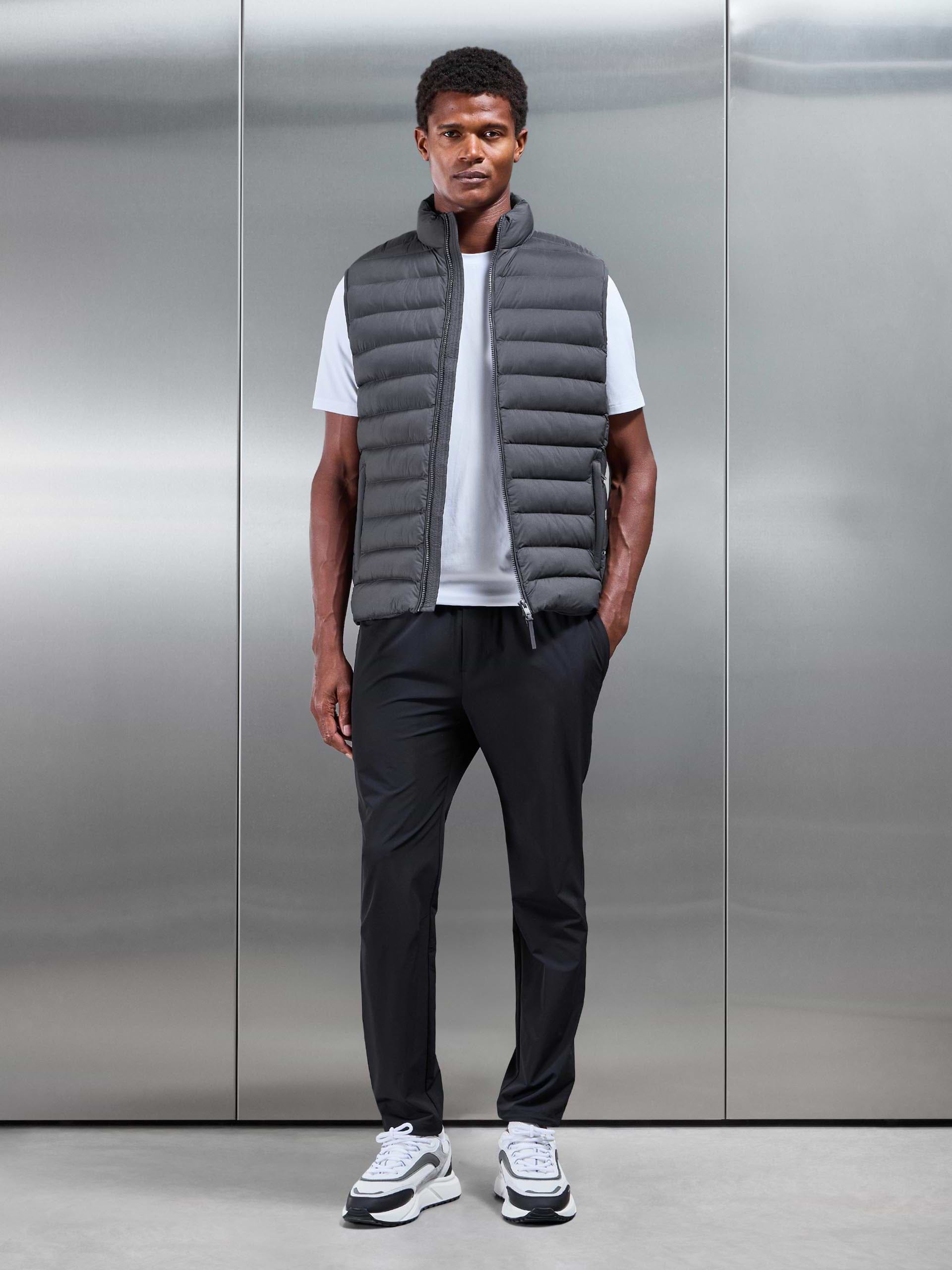 Mens Technical Puffer Gilet in Grey