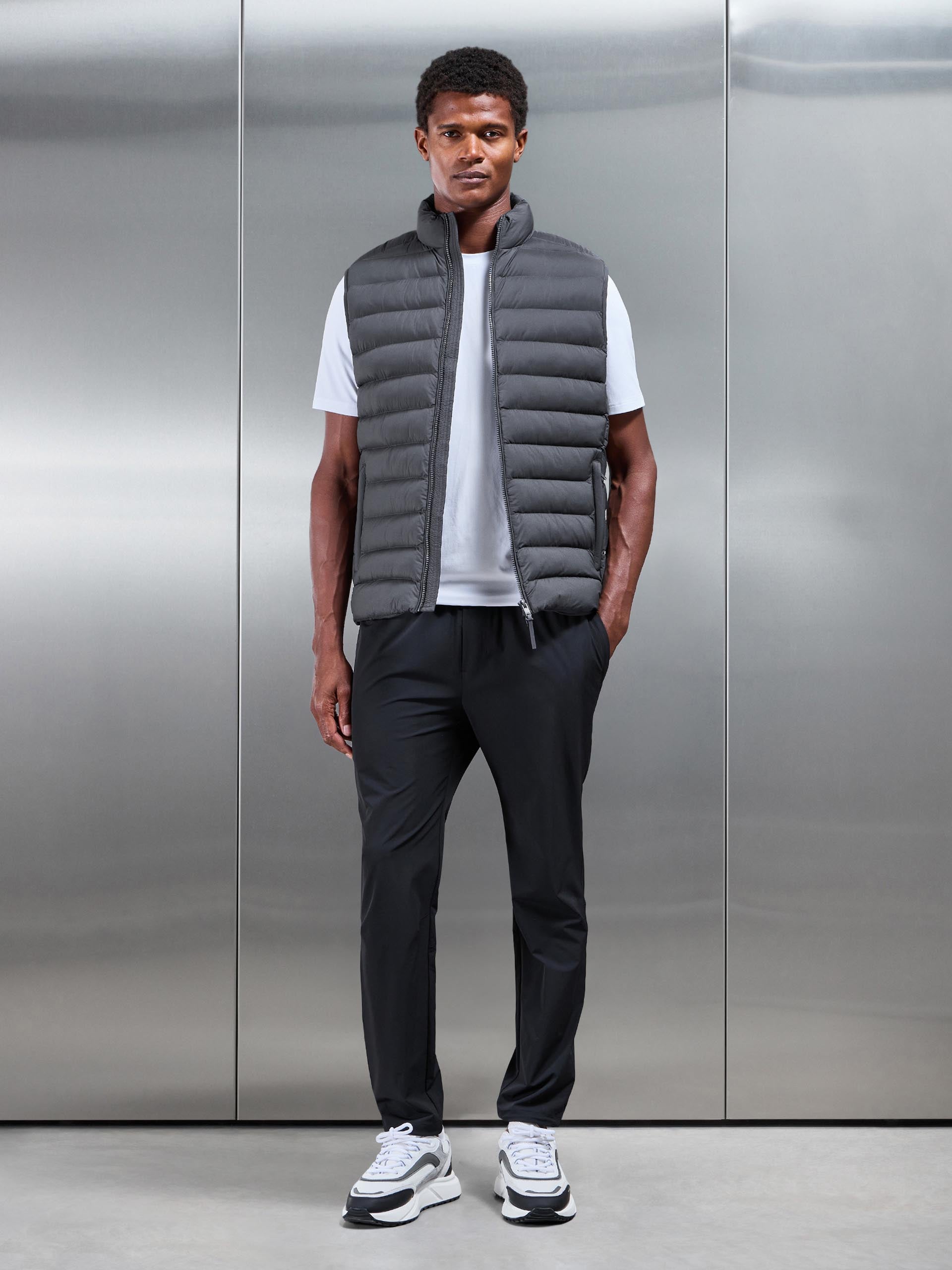 Mens Technical Puffer Gilet in Grey