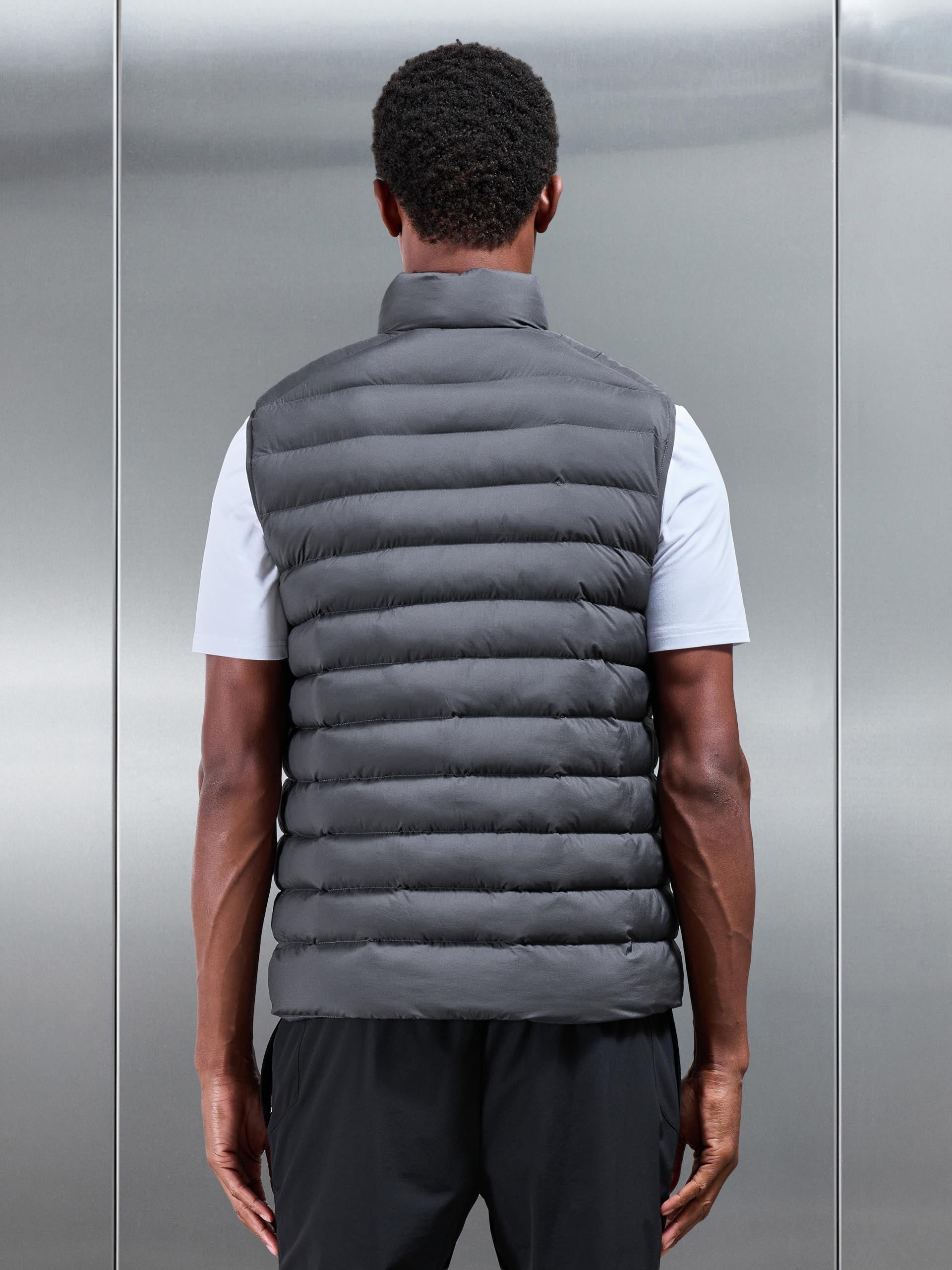 Mens Technical Puffer Gilet in Grey