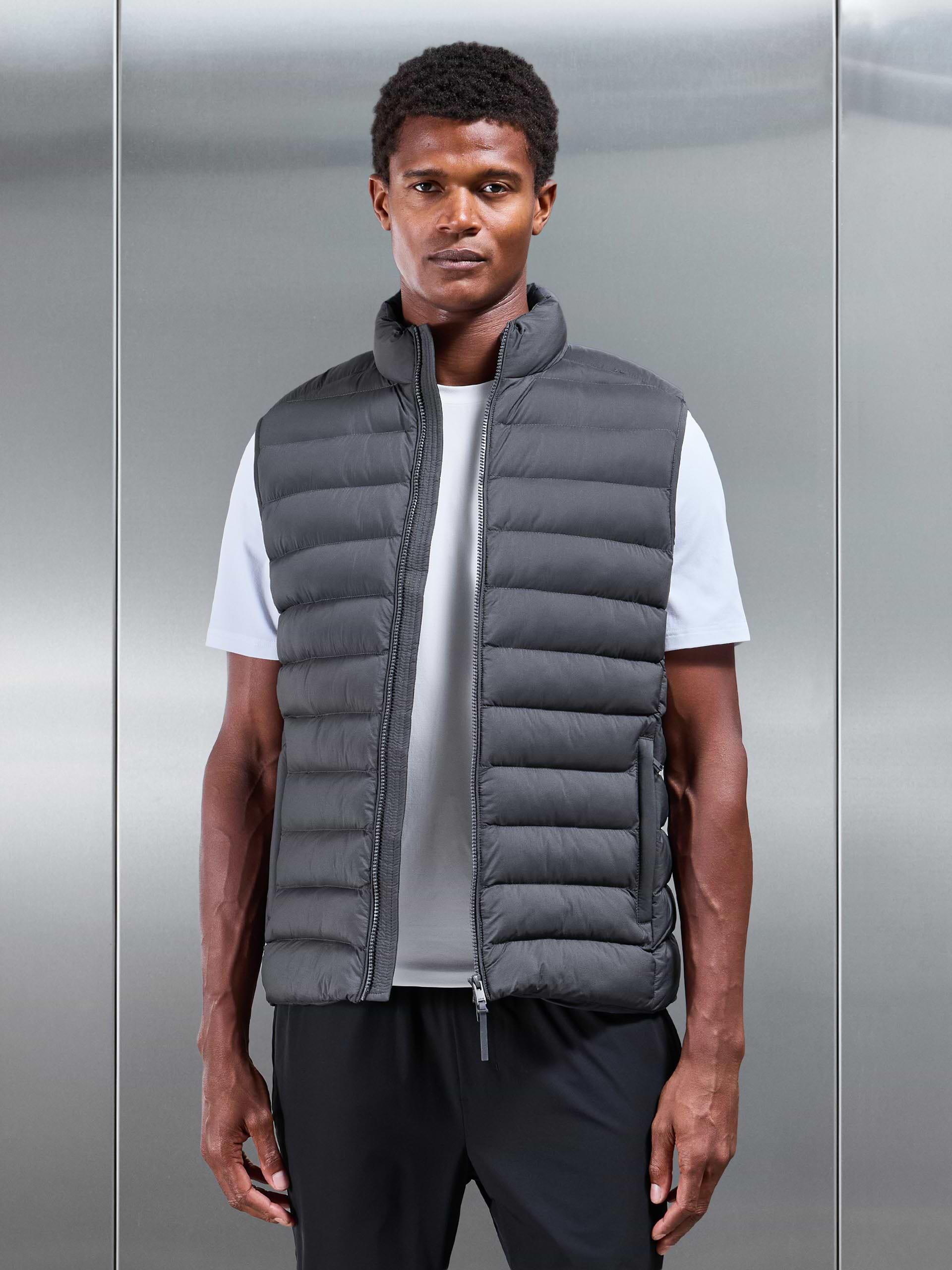 Technical Puffer Gilet in Grey