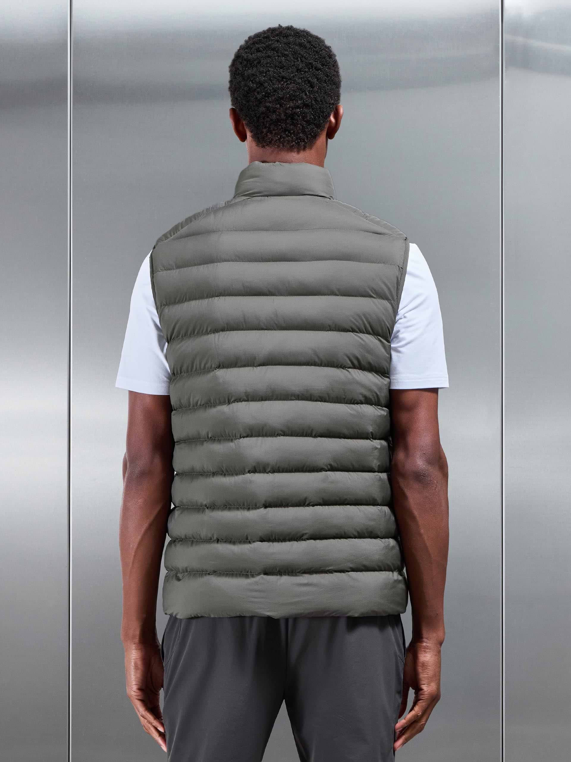 Technical Puffer Gilet in Olive