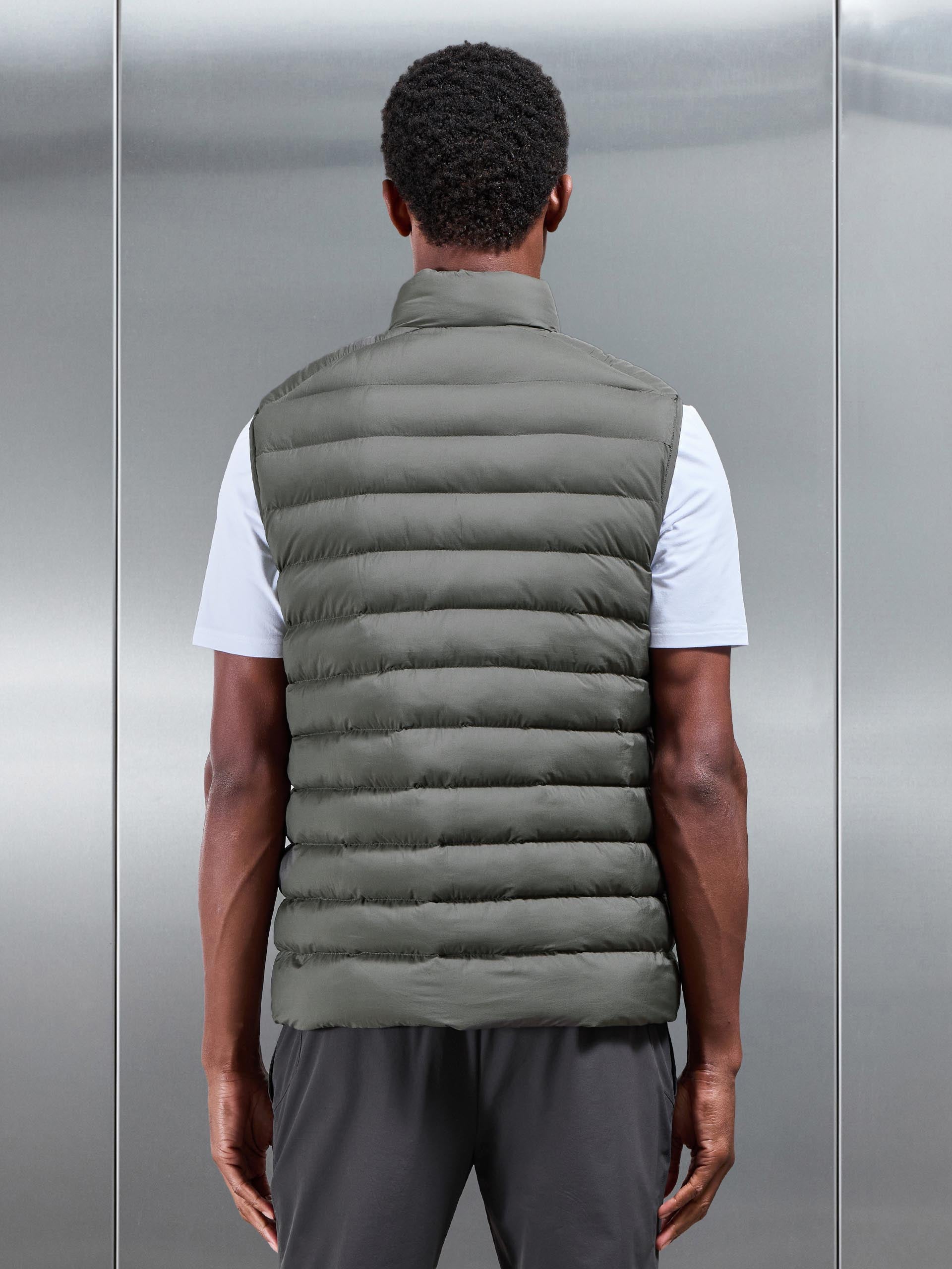 Mens Technical Puffer Gilet in Olive