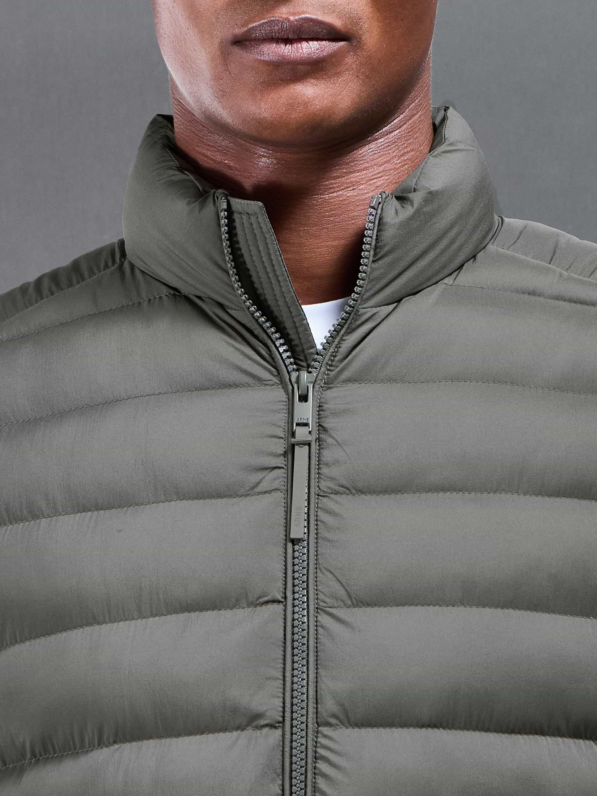 Technical Puffer Gilet in Olive