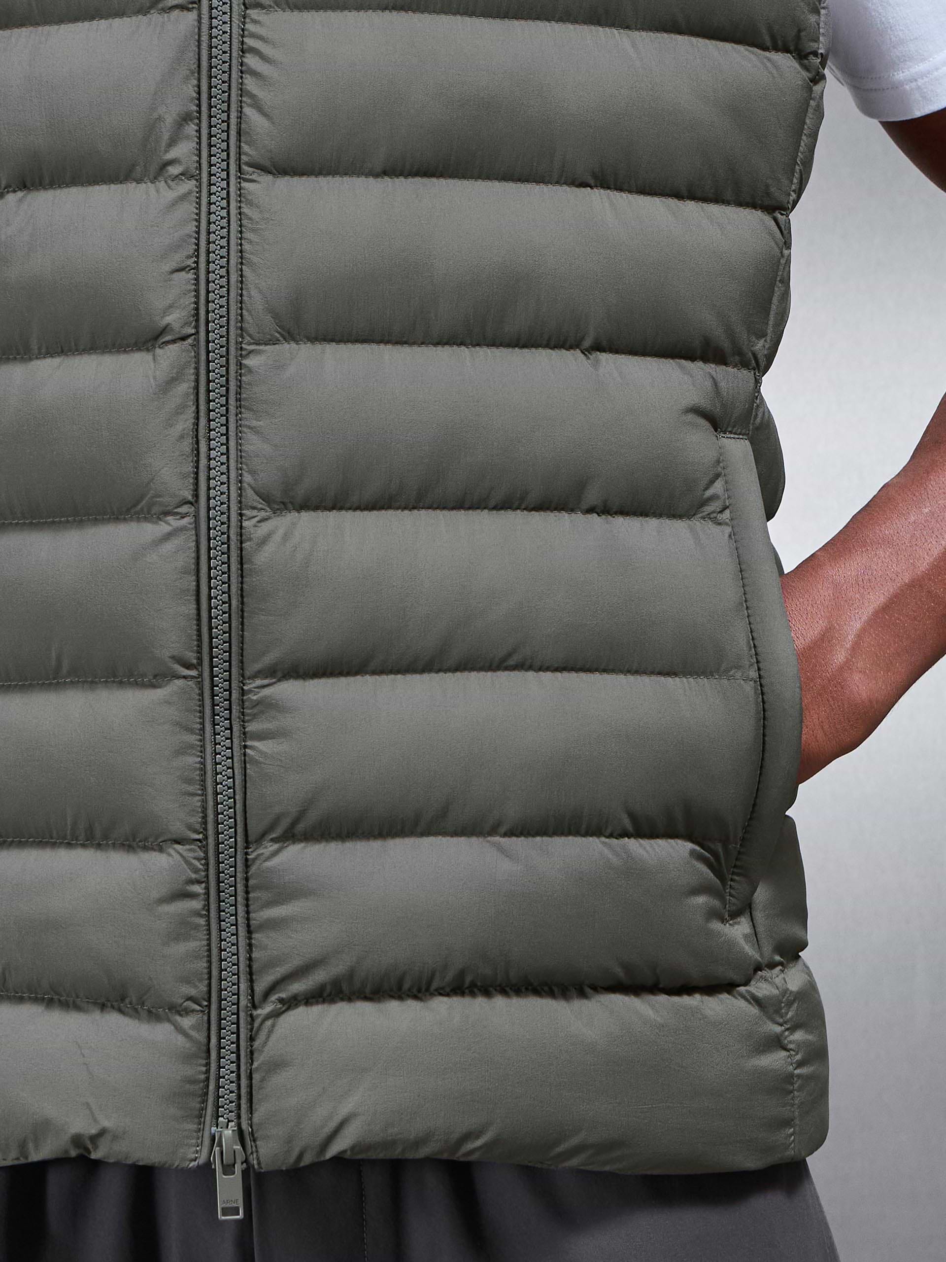 Technical Puffer Gilet in Olive