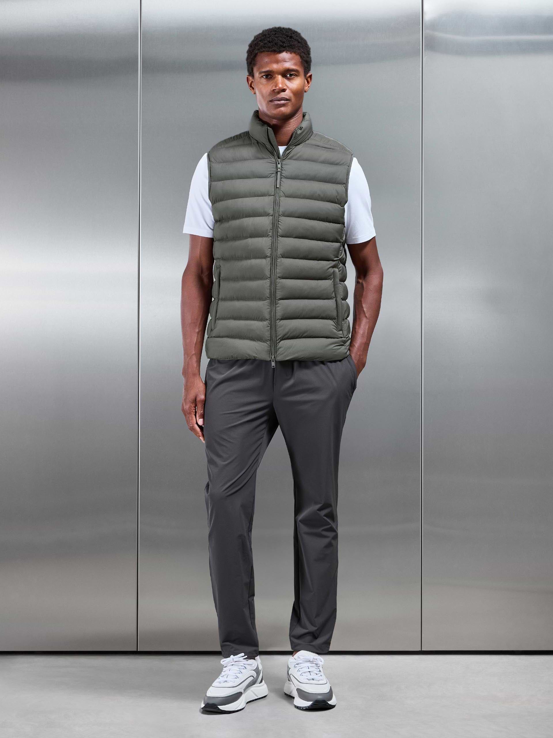 Technical Puffer Gilet in Olive