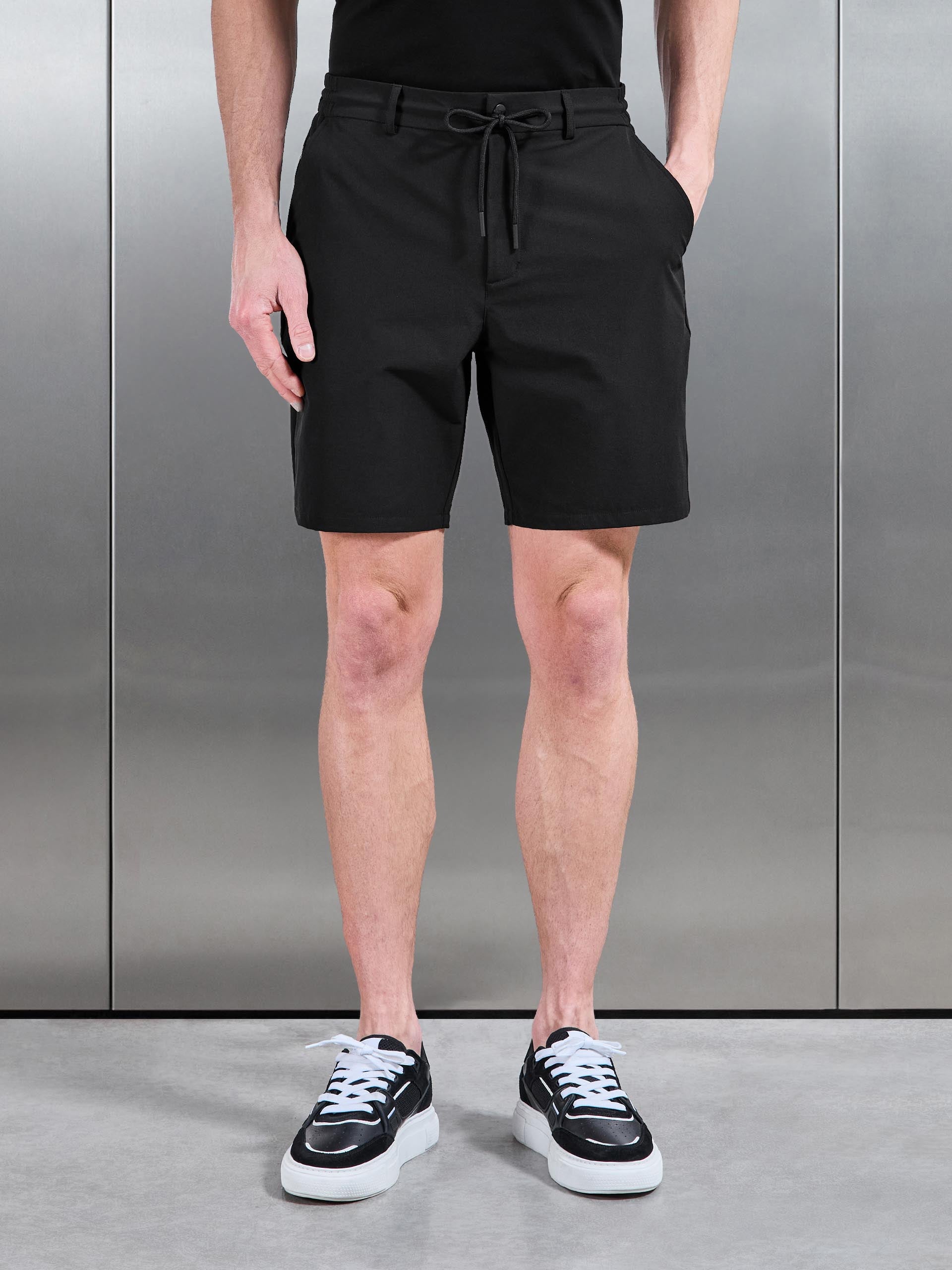 Mens Technical Stretch Chino Short in Black