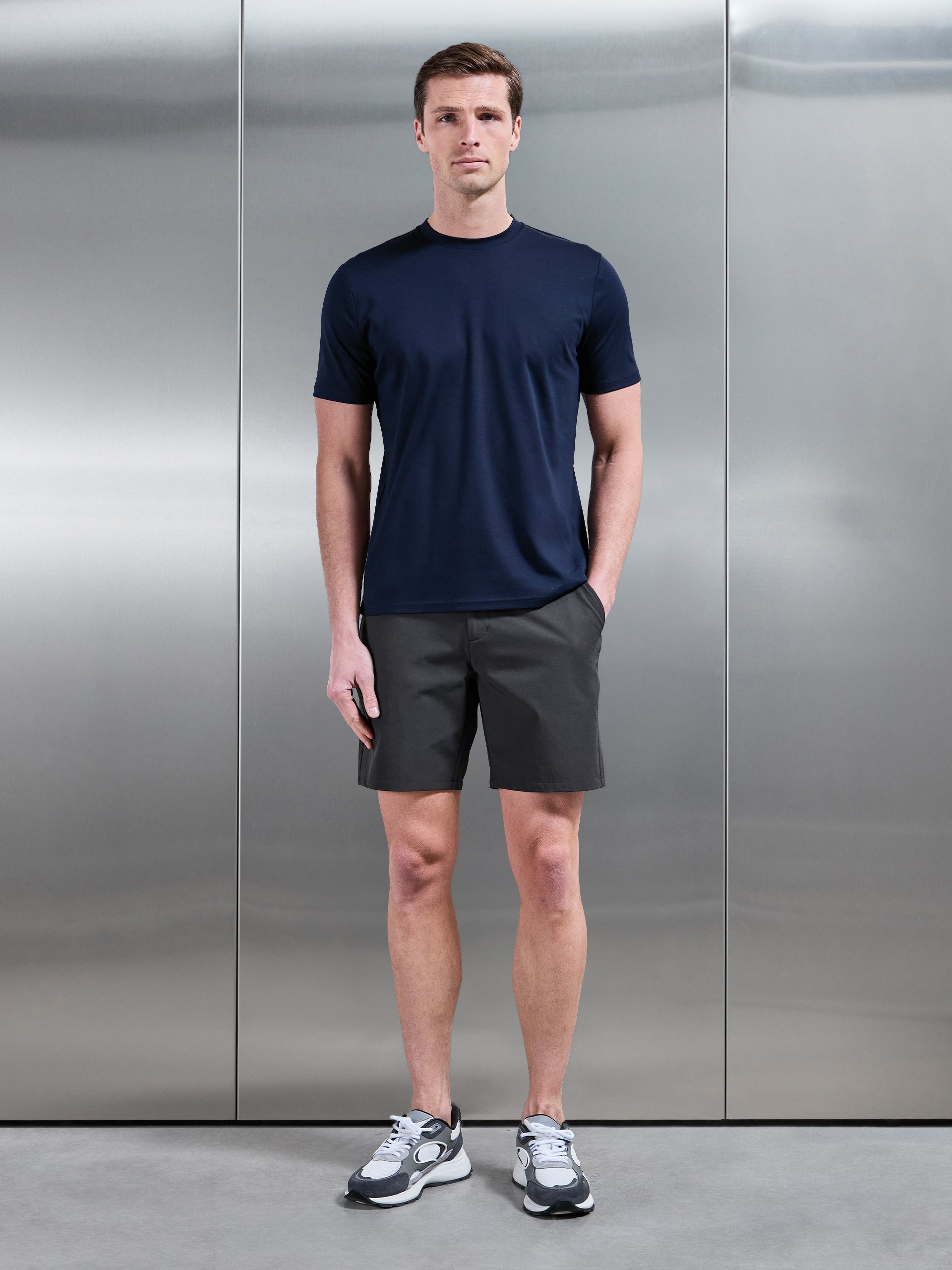 Mens Technical Stretch Chino Short in Grey