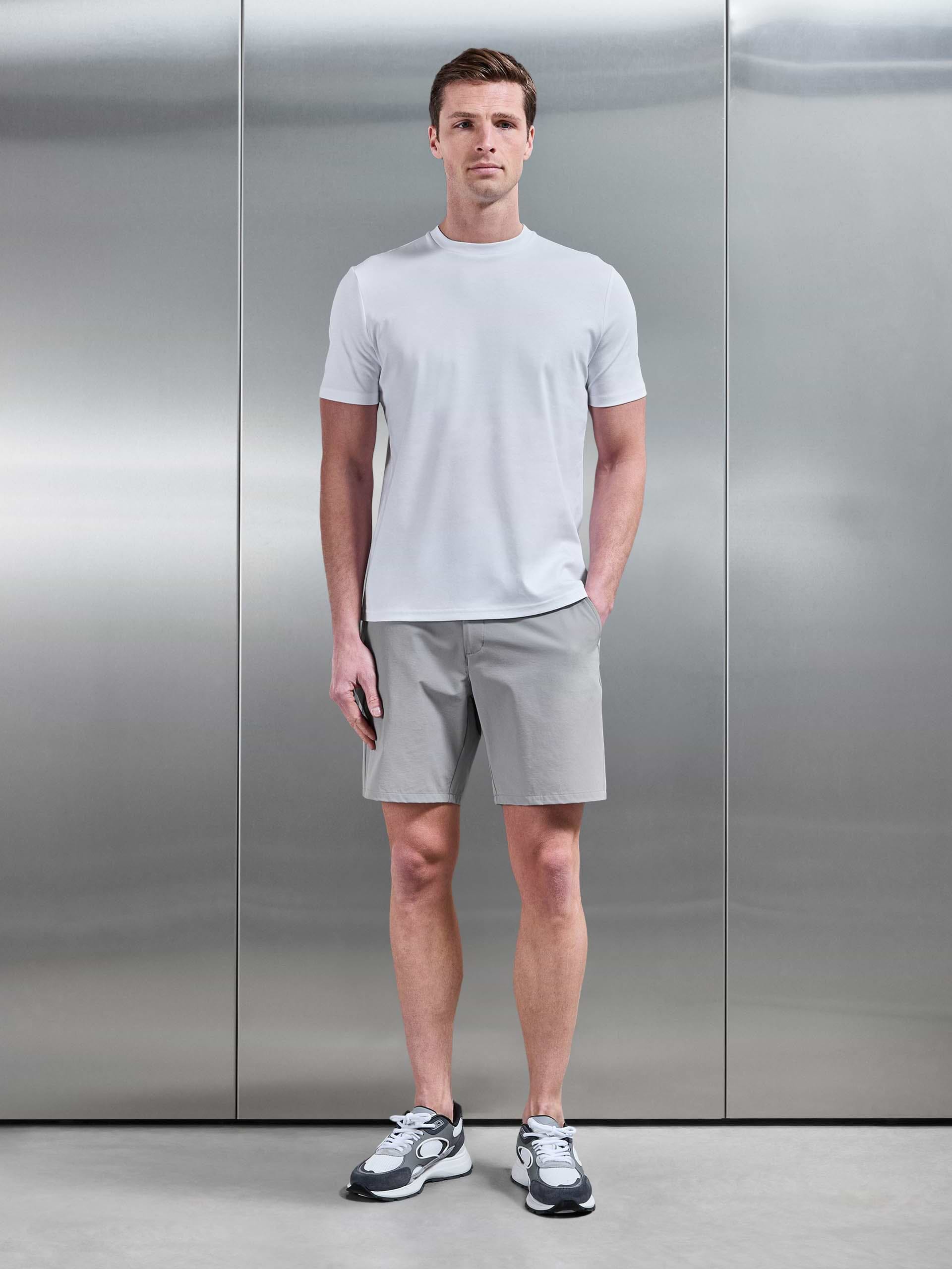 Mens Technical Stretch Chino Short in Mid Grey