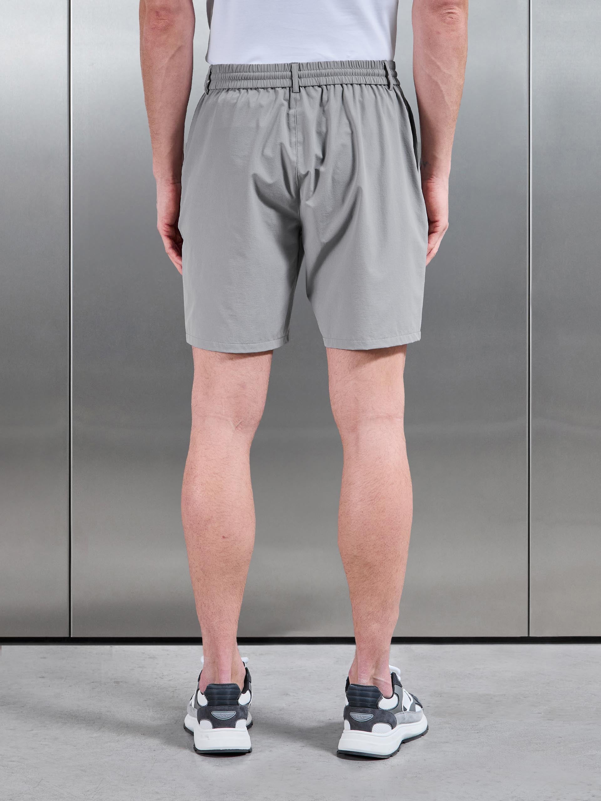 Mens Technical Stretch Chino Short in Mid Grey