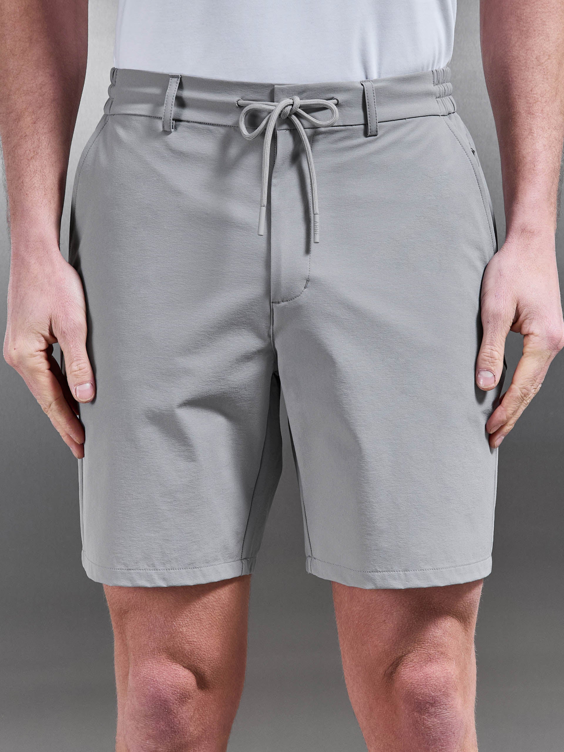 Mens Technical Stretch Chino Short in Mid Grey