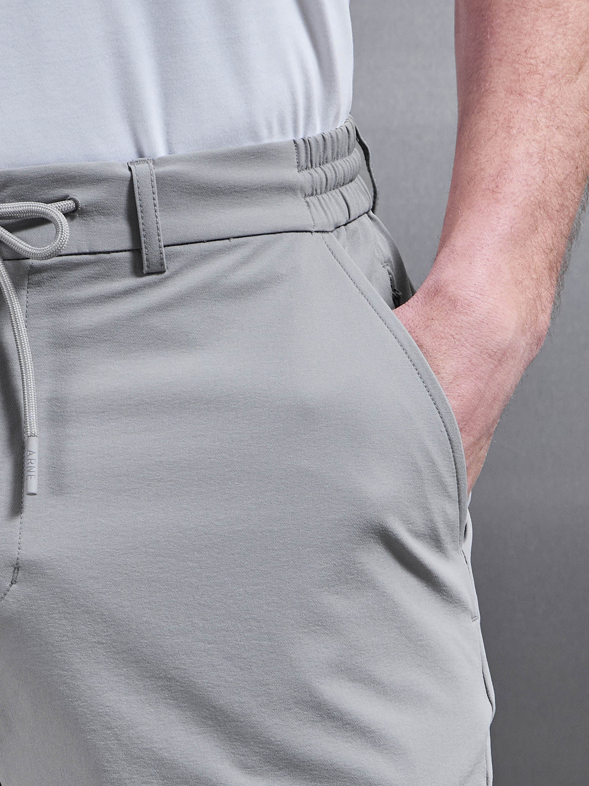 Mens Technical Stretch Chino Short in Mid Grey
