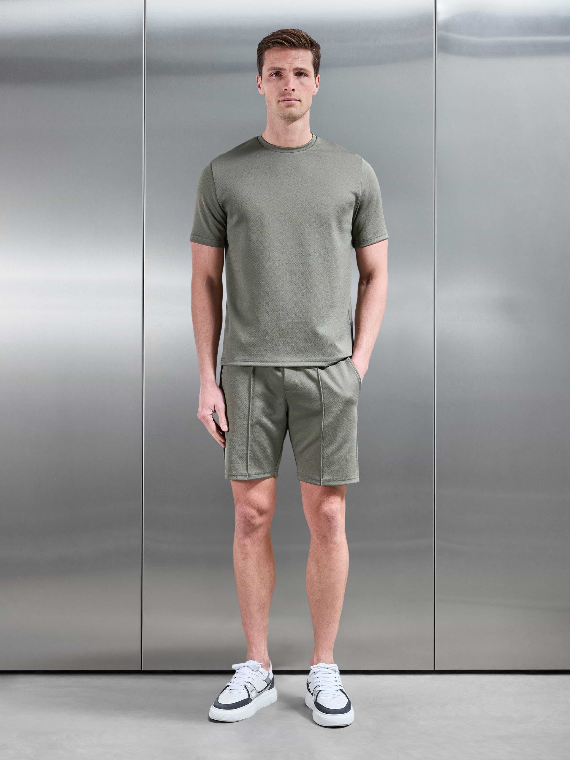 Mens Textured Interlock T-Shirt in Sage