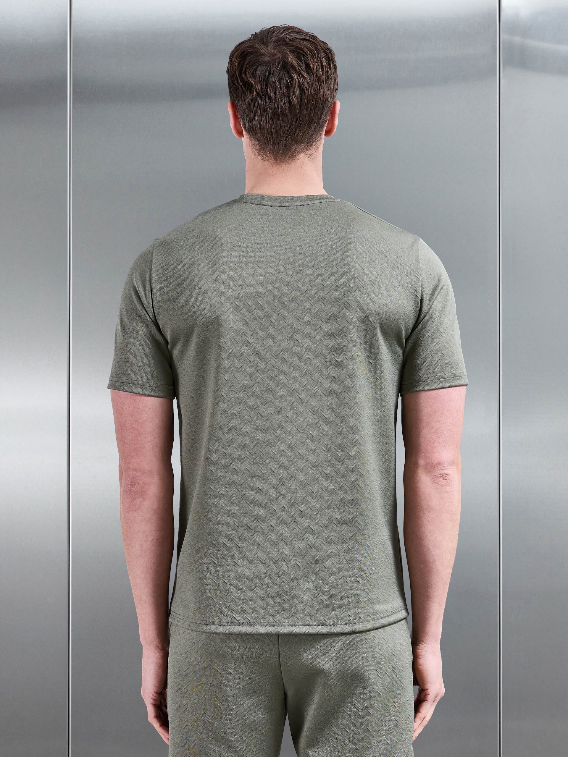 Mens Textured Interlock T-Shirt in Sage