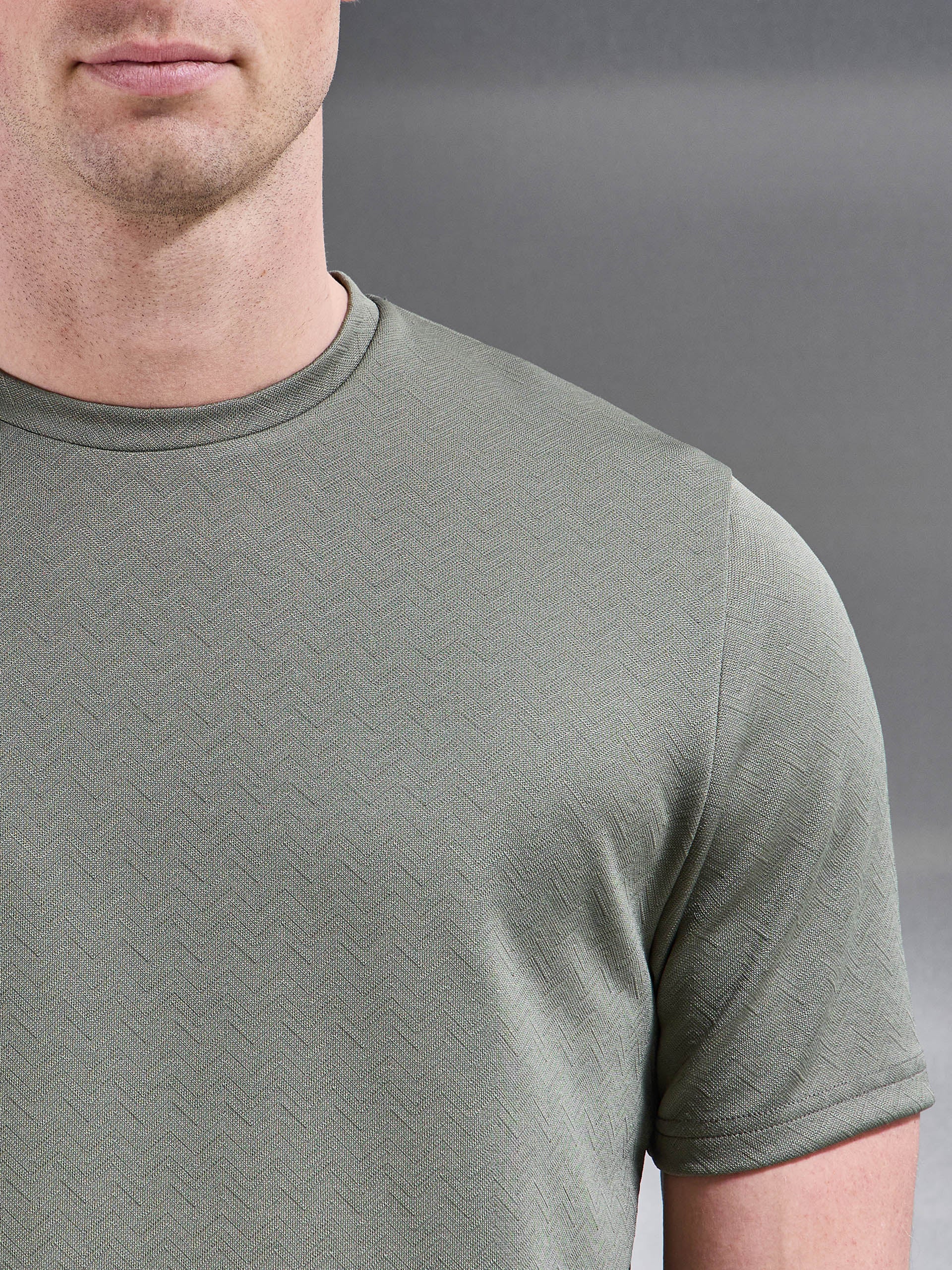 Mens Textured Interlock T-Shirt in Sage