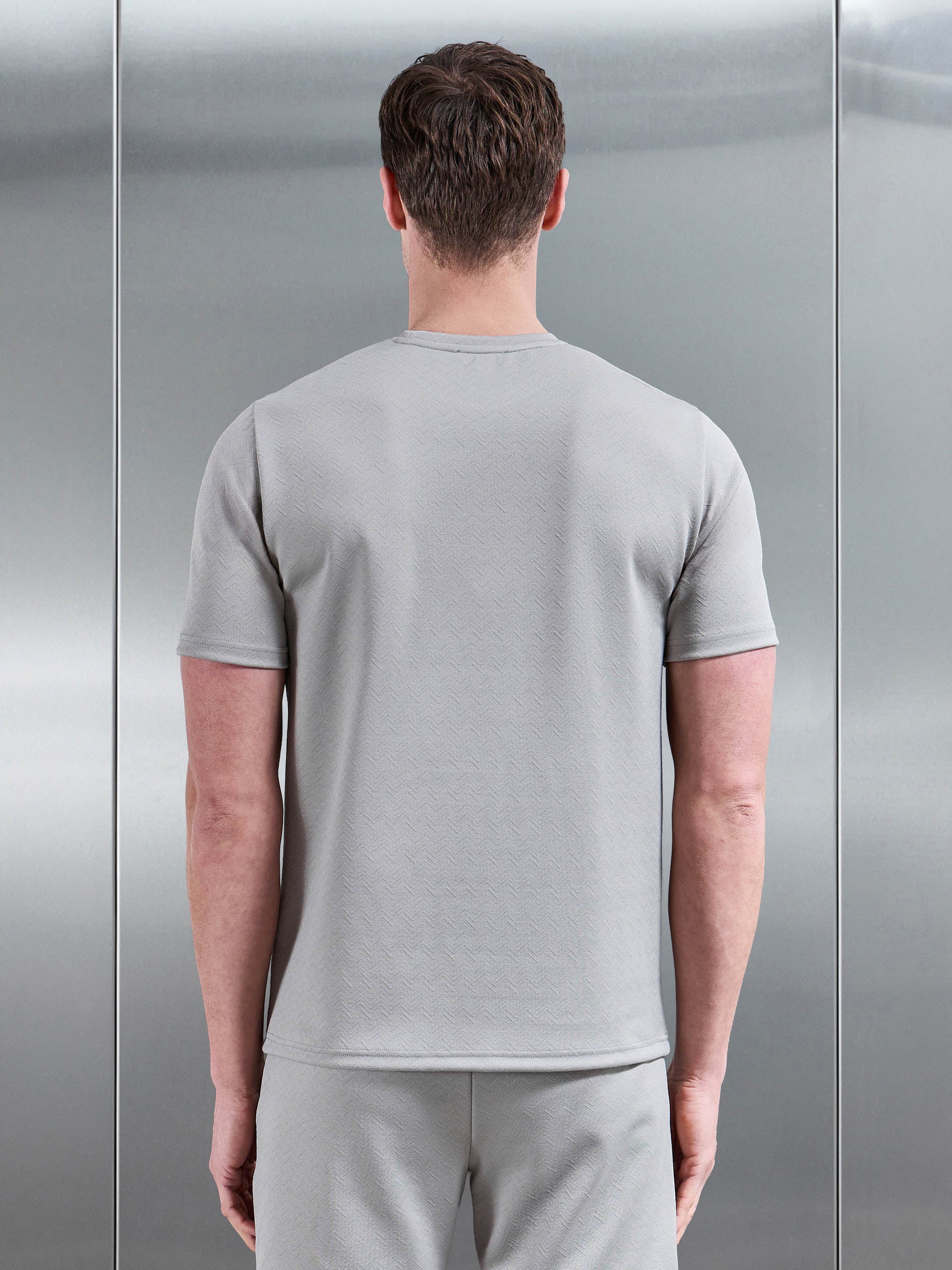 Mens Textured Interlock T-Shirt in Stone