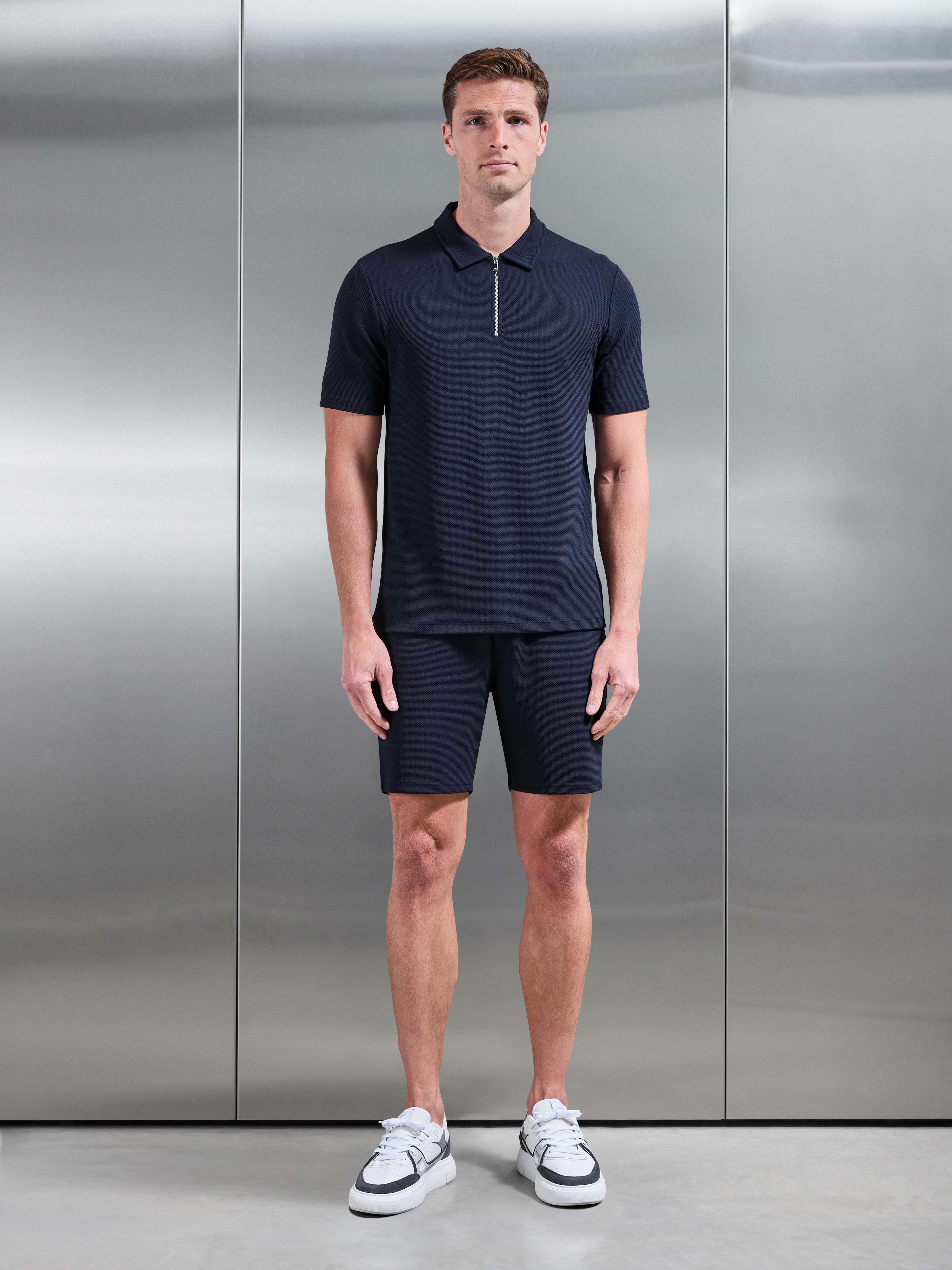 Mens Textured Jersey Short in Navy