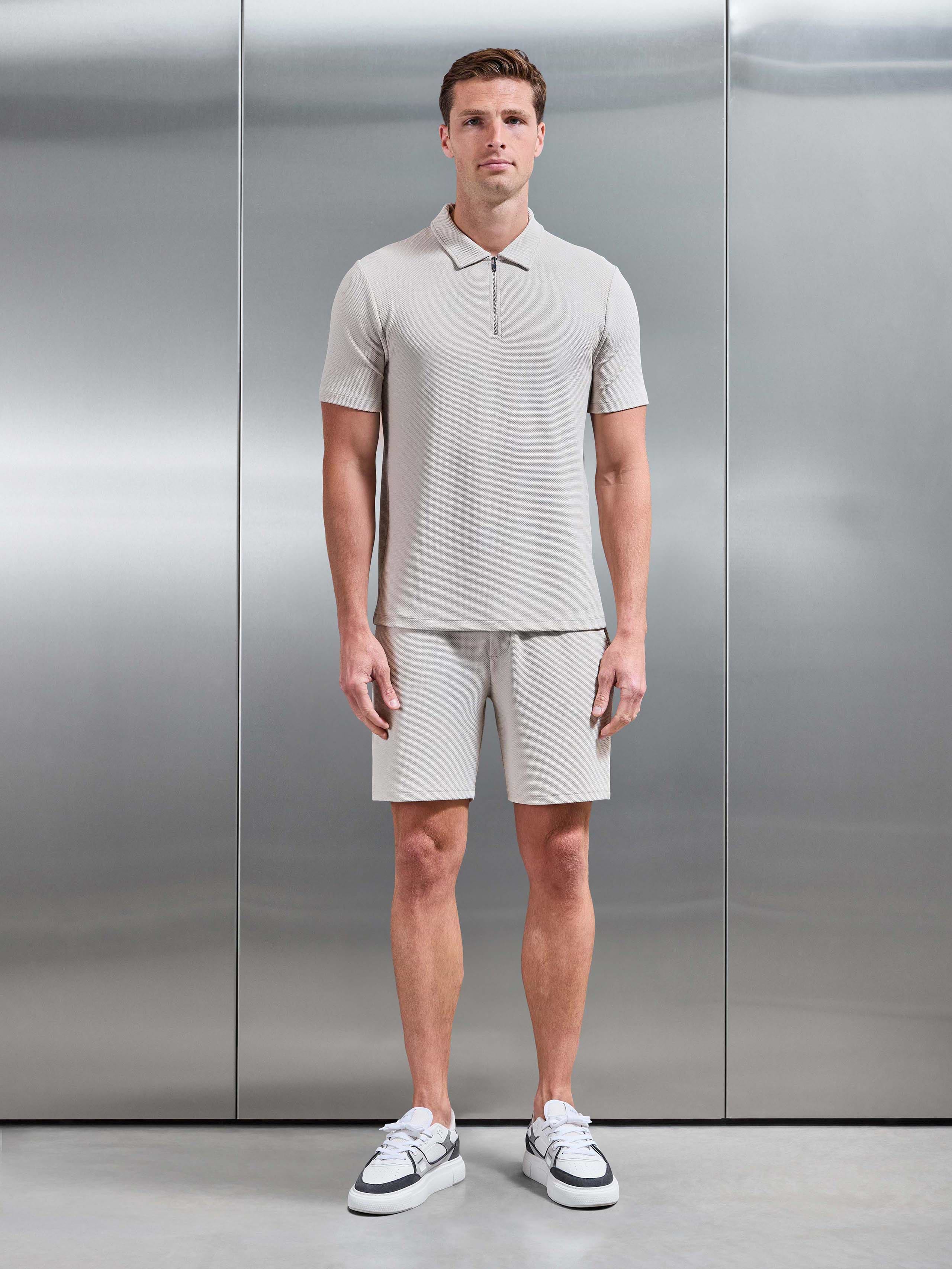 Mens Textured Jersey Short in Stone