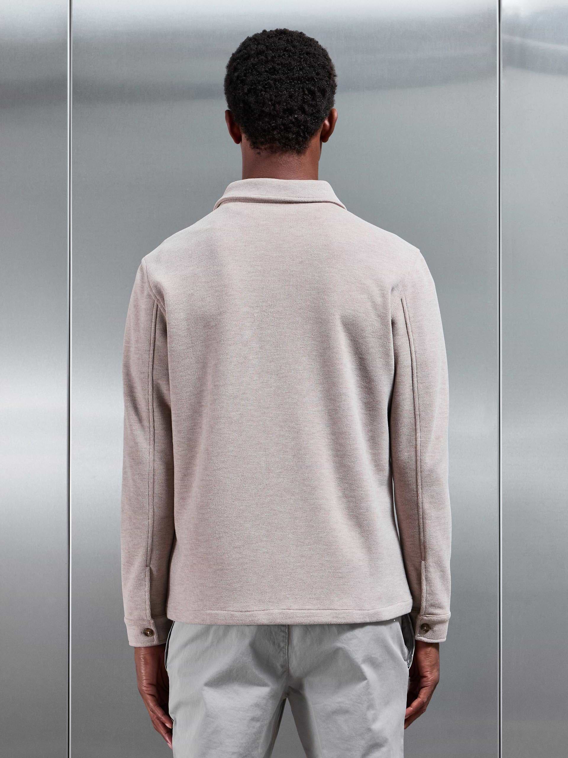 Textured Knitted Overshirt in Taupe