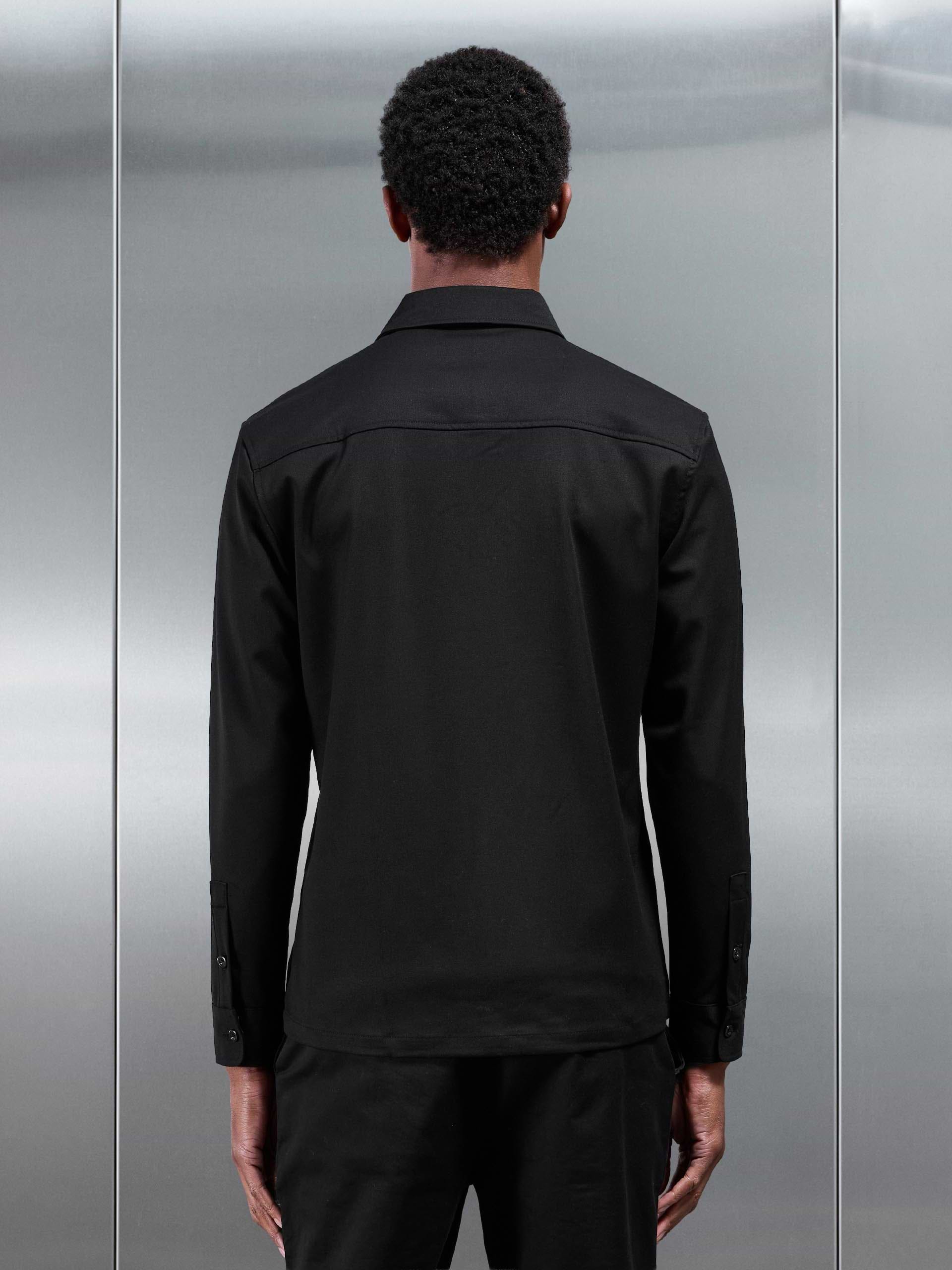 Textured Overshirt in Black