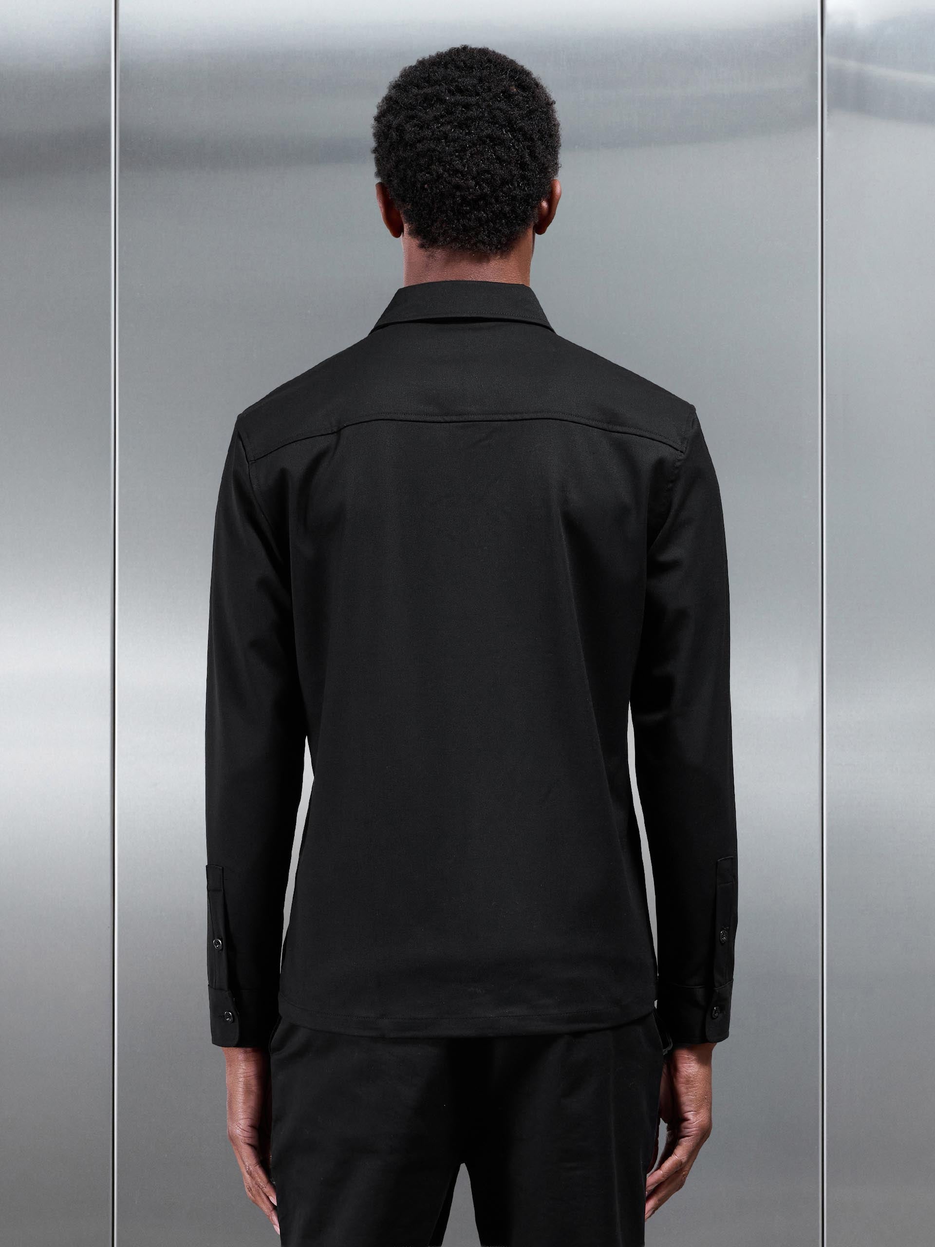 Mens Textured Overshirt in Black