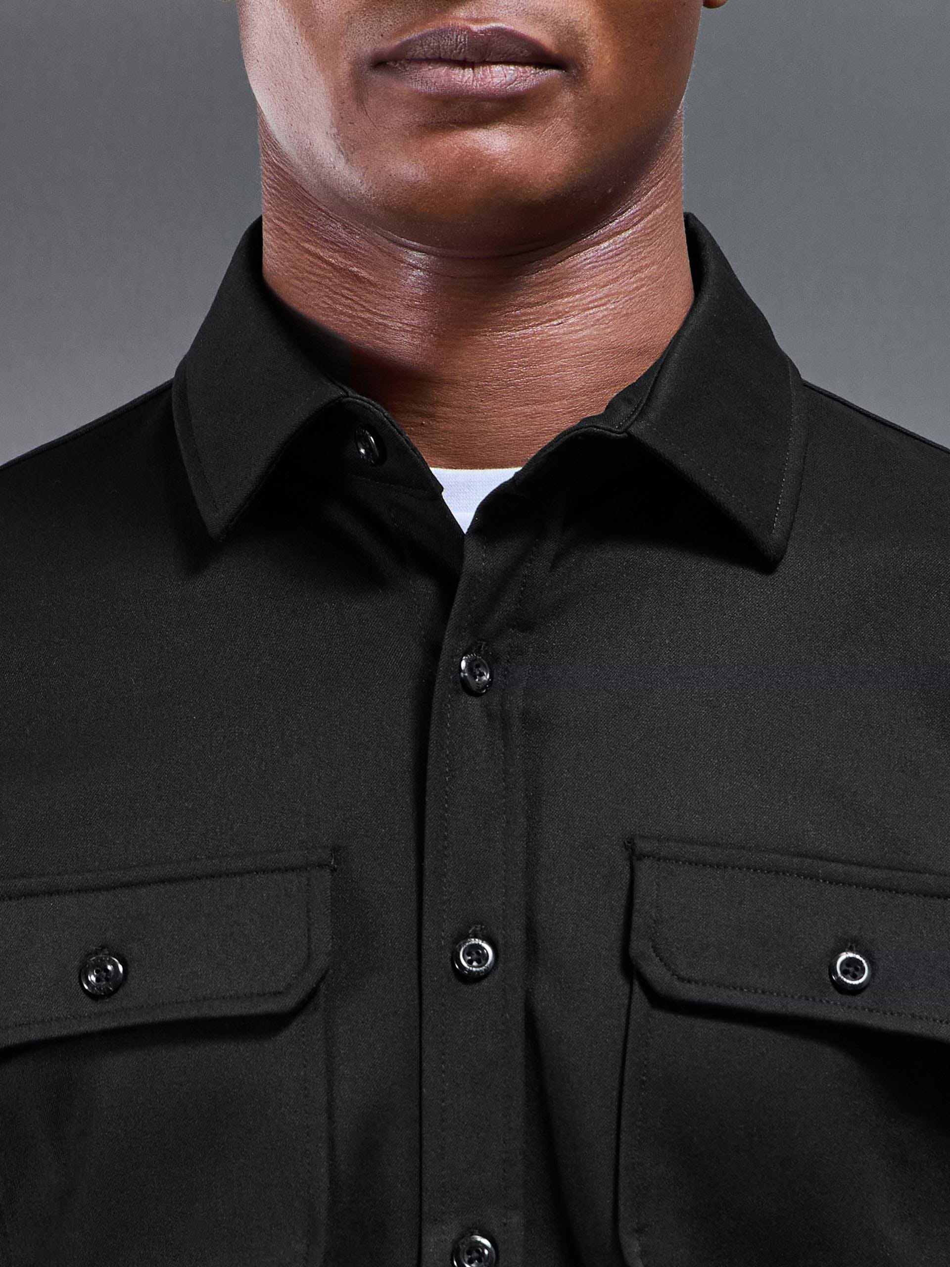 Textured Overshirt in Black