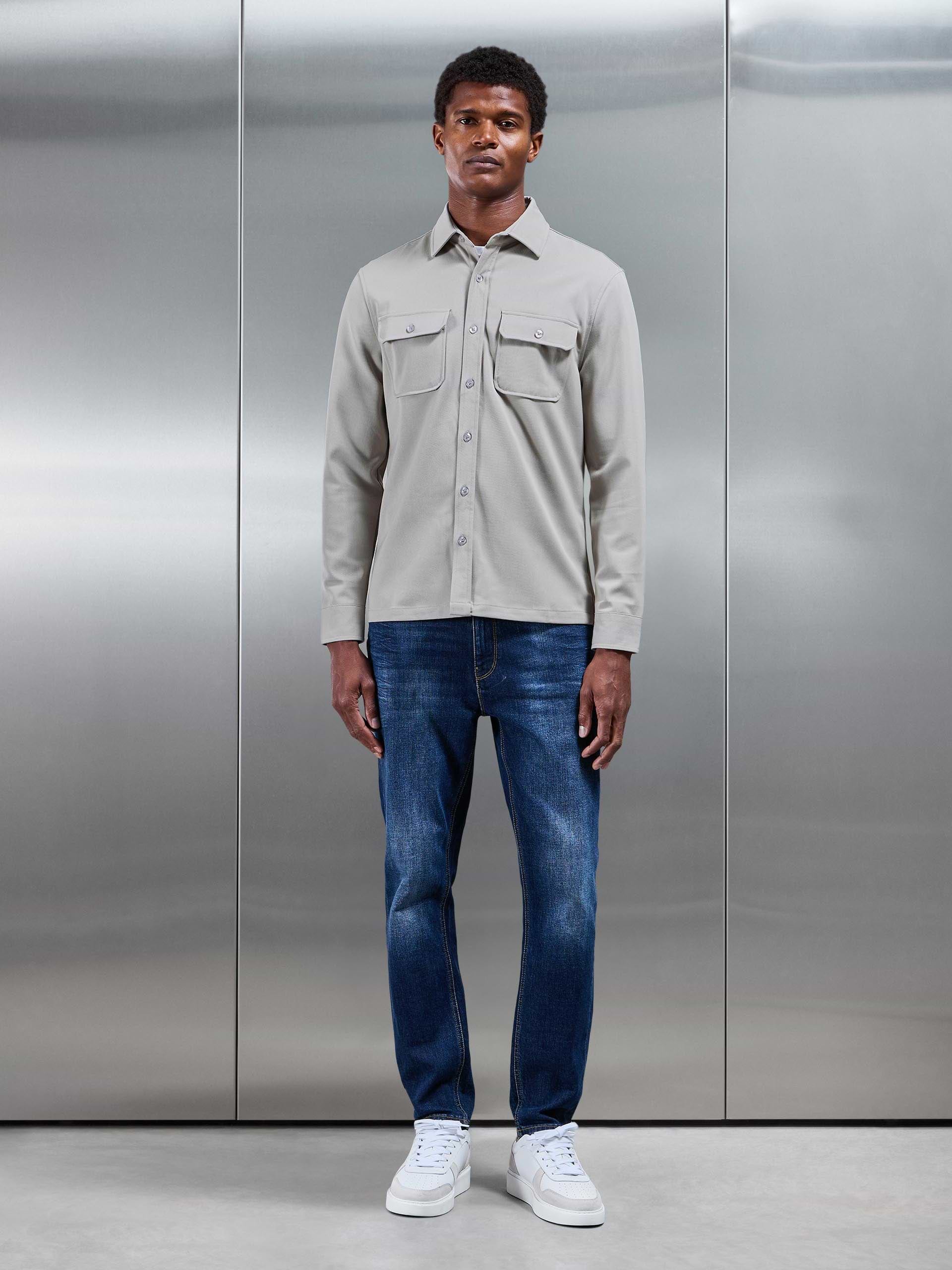 Textured Overshirt in Stone