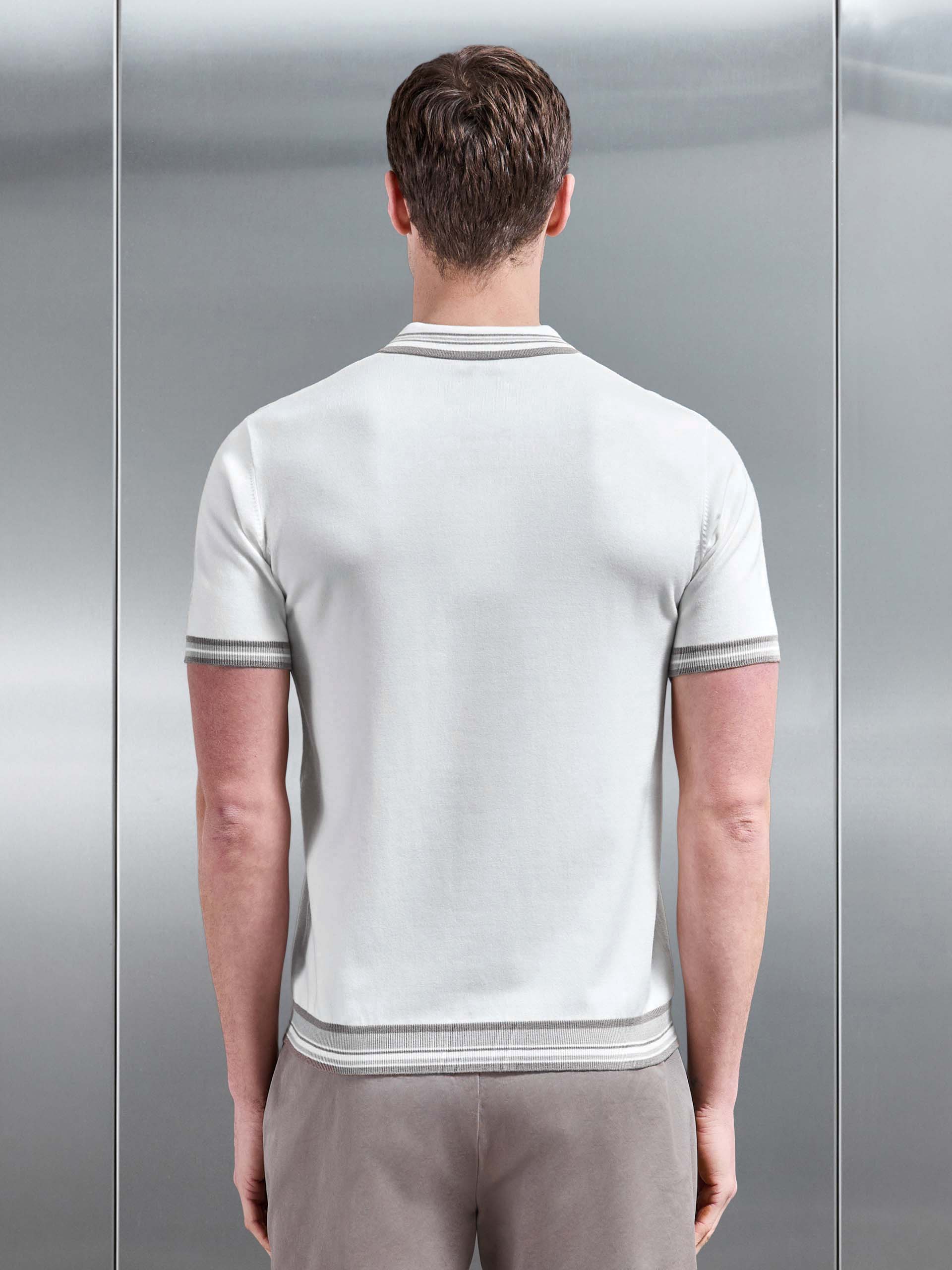 Mens Tipped Knitted Polo Shirt in White