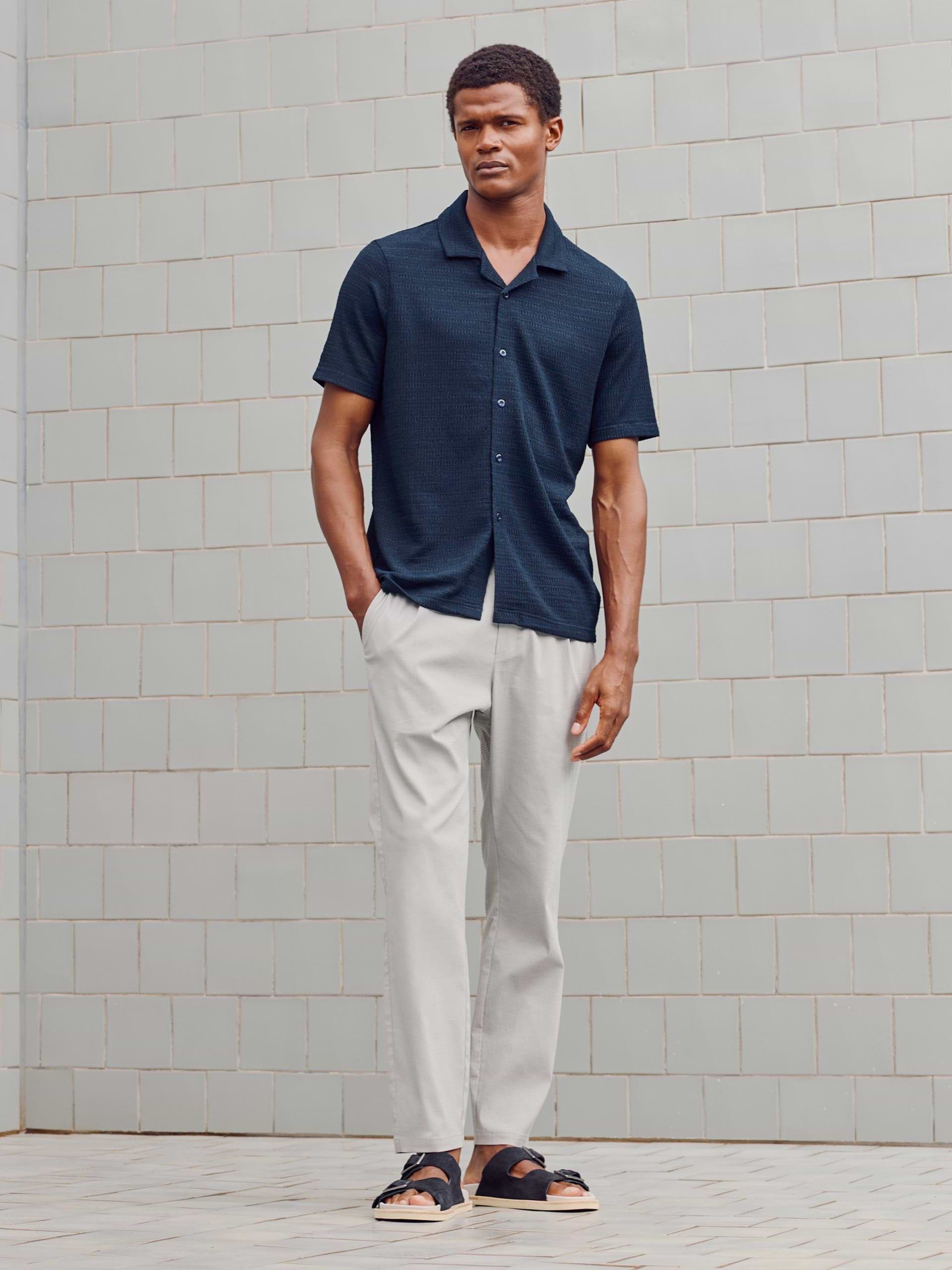Mens To The Beach Revere Collar Shirt in Navy