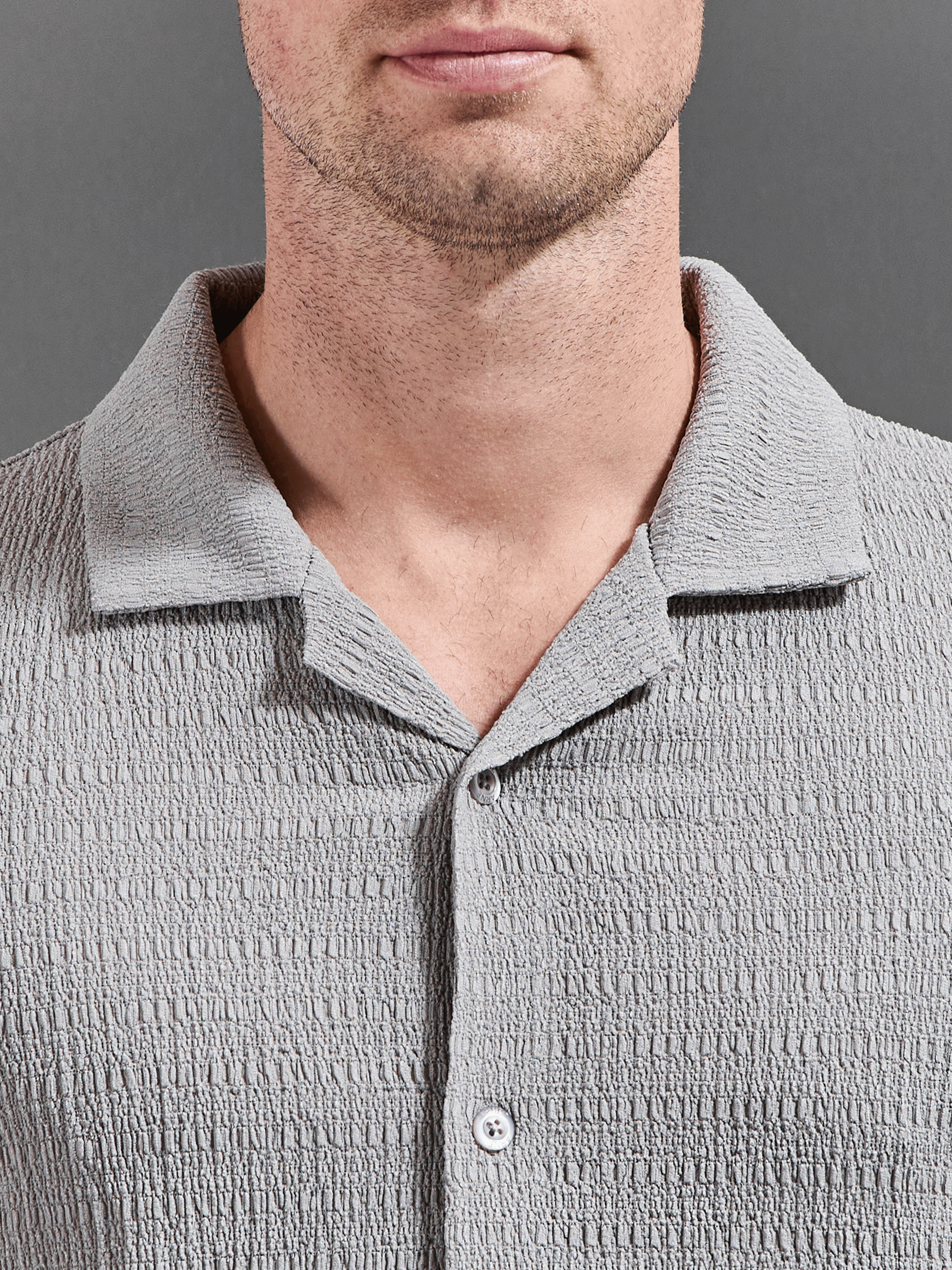 Mens To The Beach Revere Collar Shirt in Stone