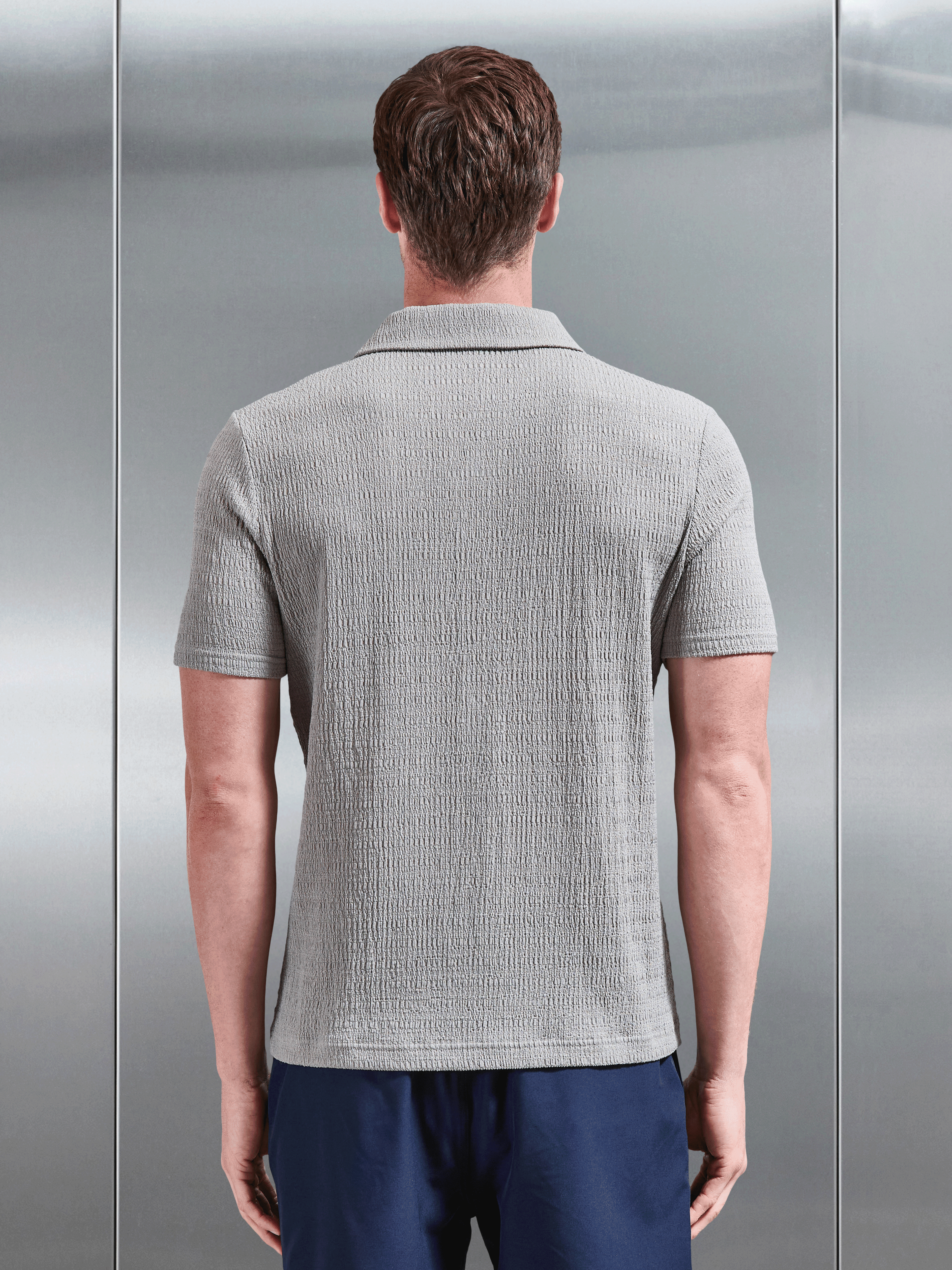 Mens To The Beach Revere Collar Shirt in Stone