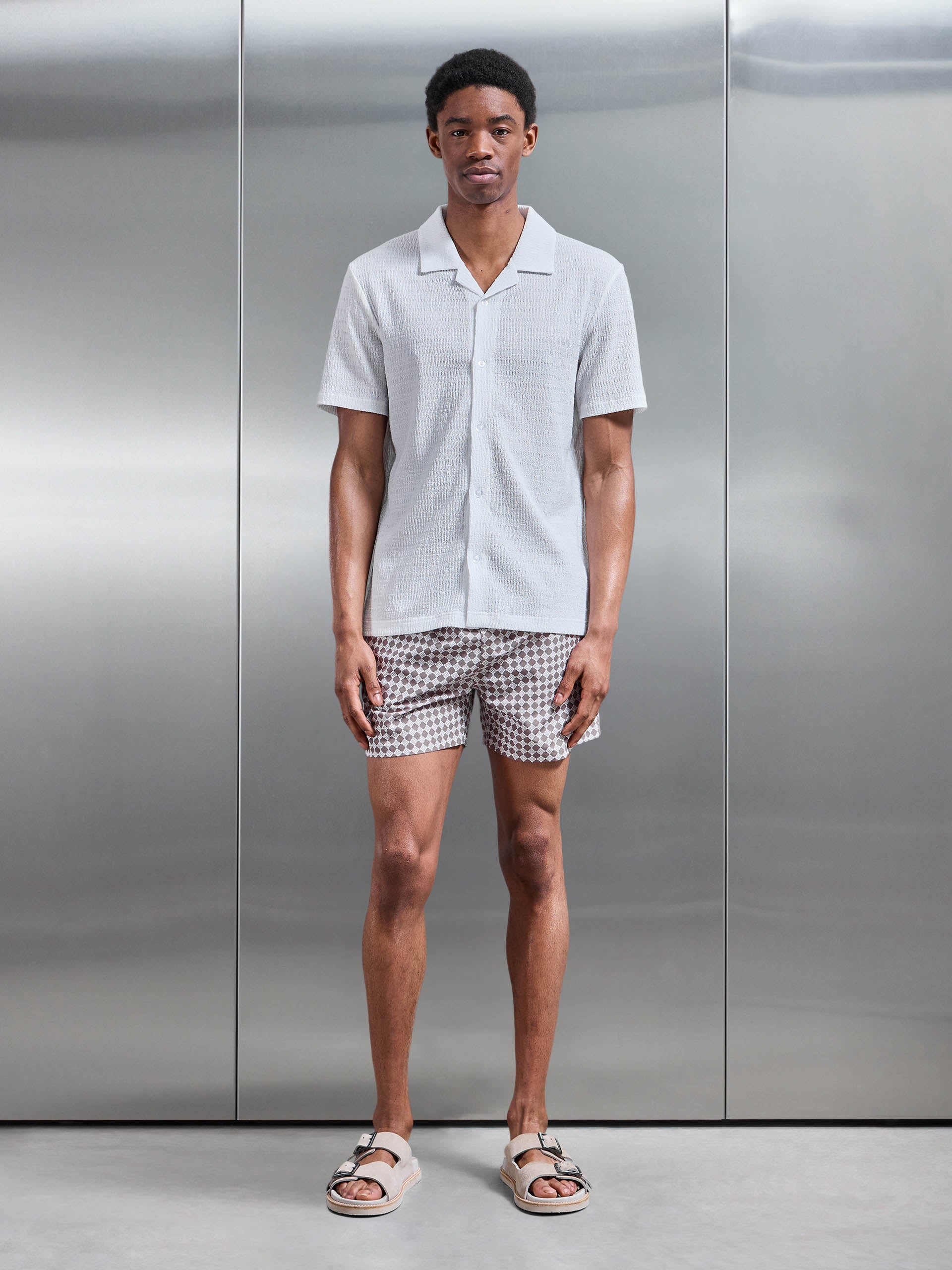 Mens To The Beach Revere Collar Shirt in White