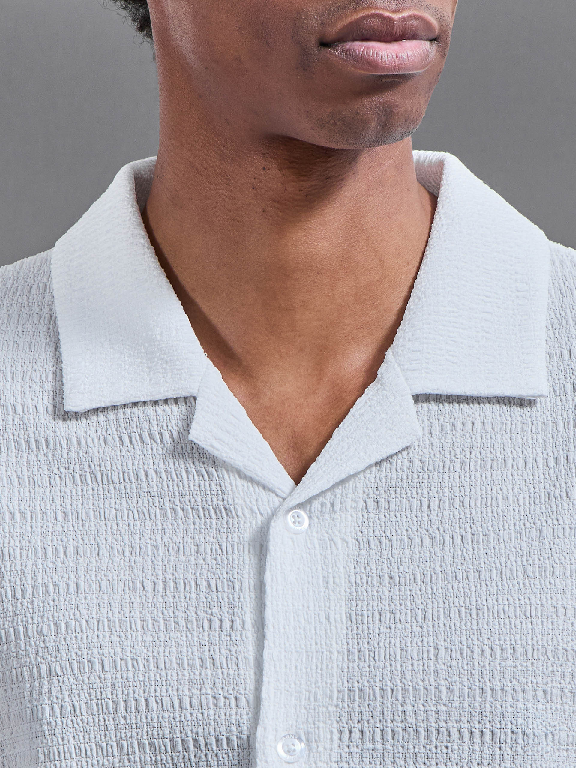 Mens To The Beach Revere Collar Shirt in White