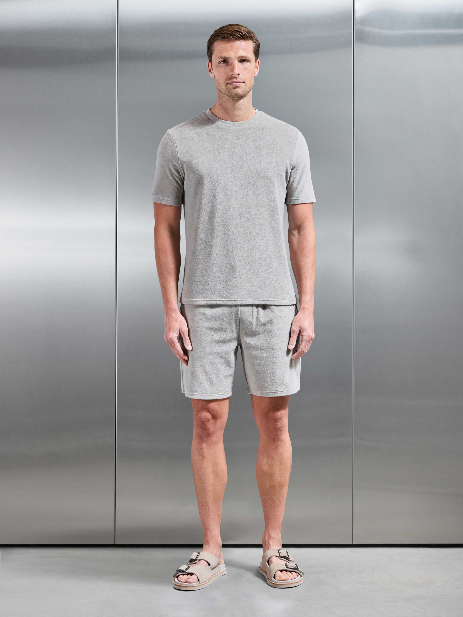 Mens Towelling Short in Stone