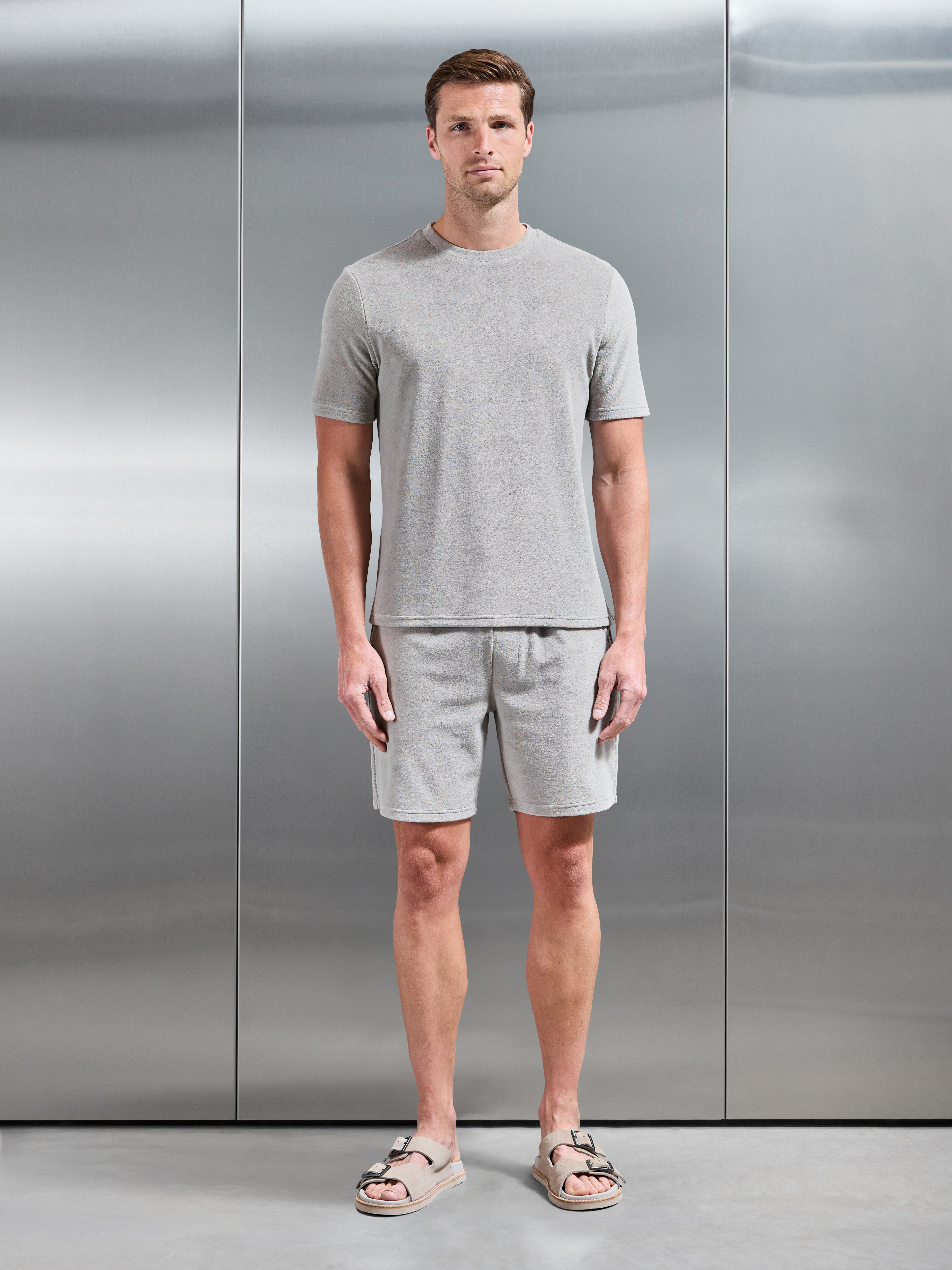 Mens Towelling Short in Stone