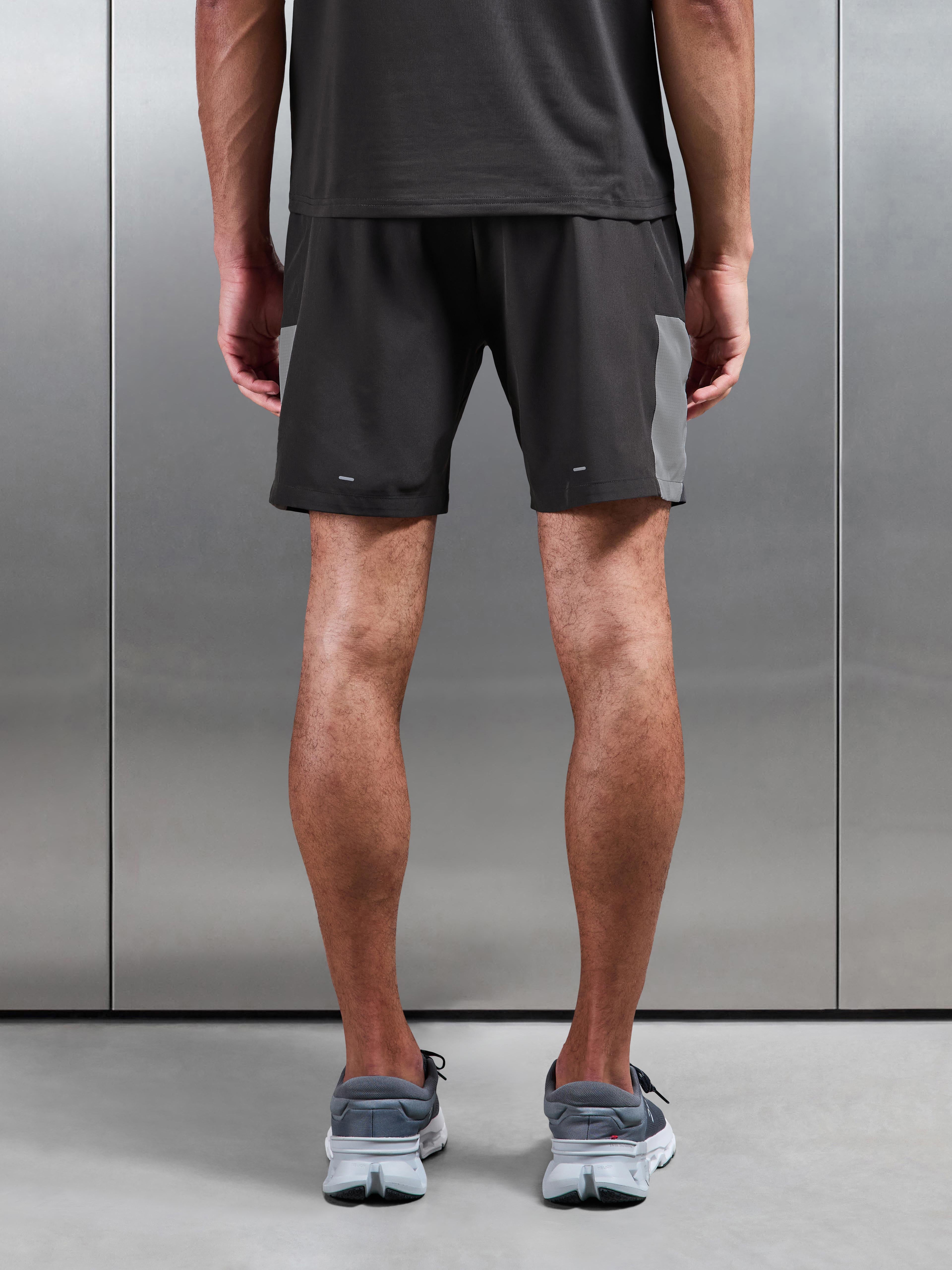 Mens Track Colour Block Active Short in Grey Mid Grey