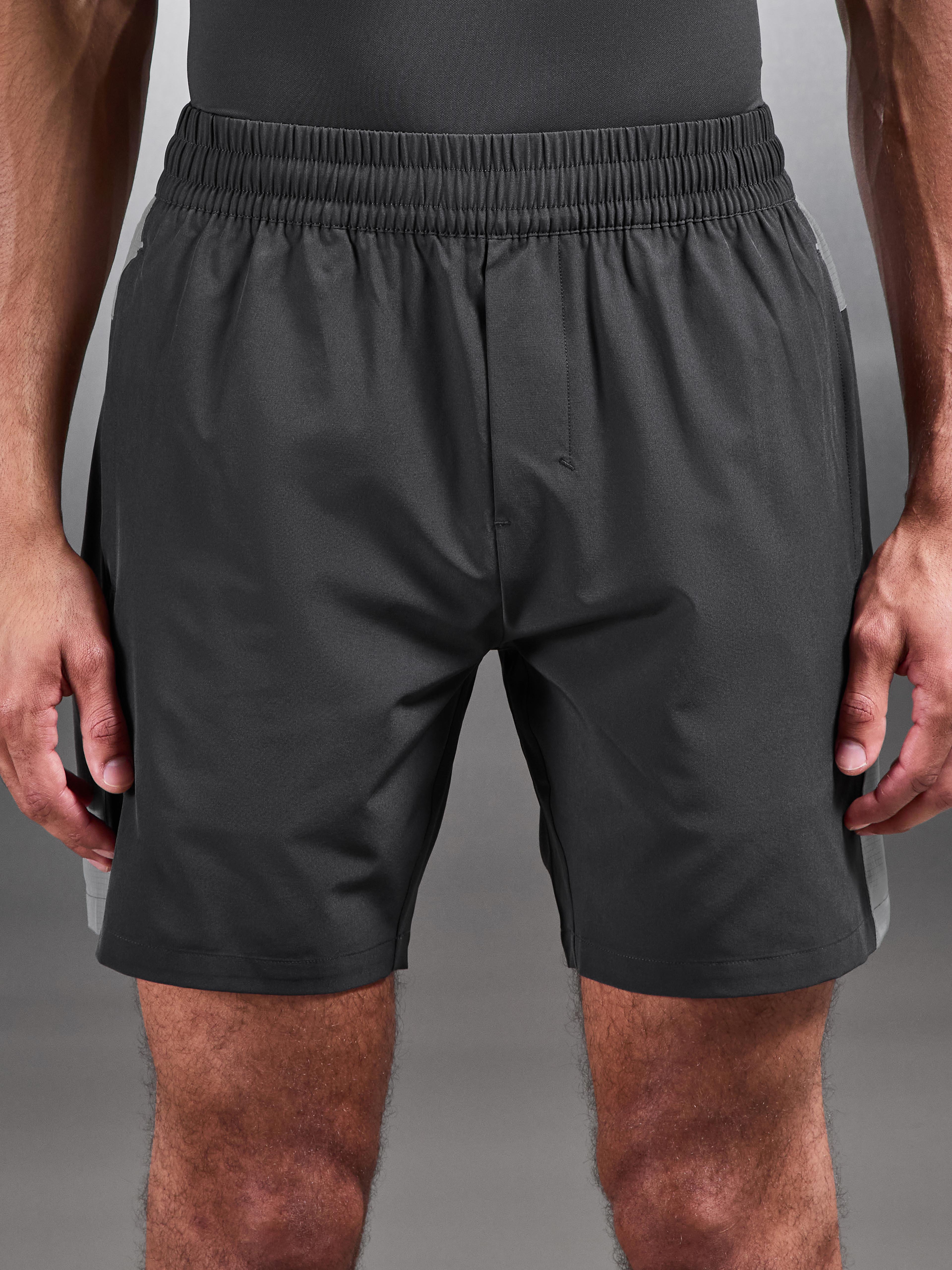 Mens Track Colour Block Active Short in Grey Mid Grey