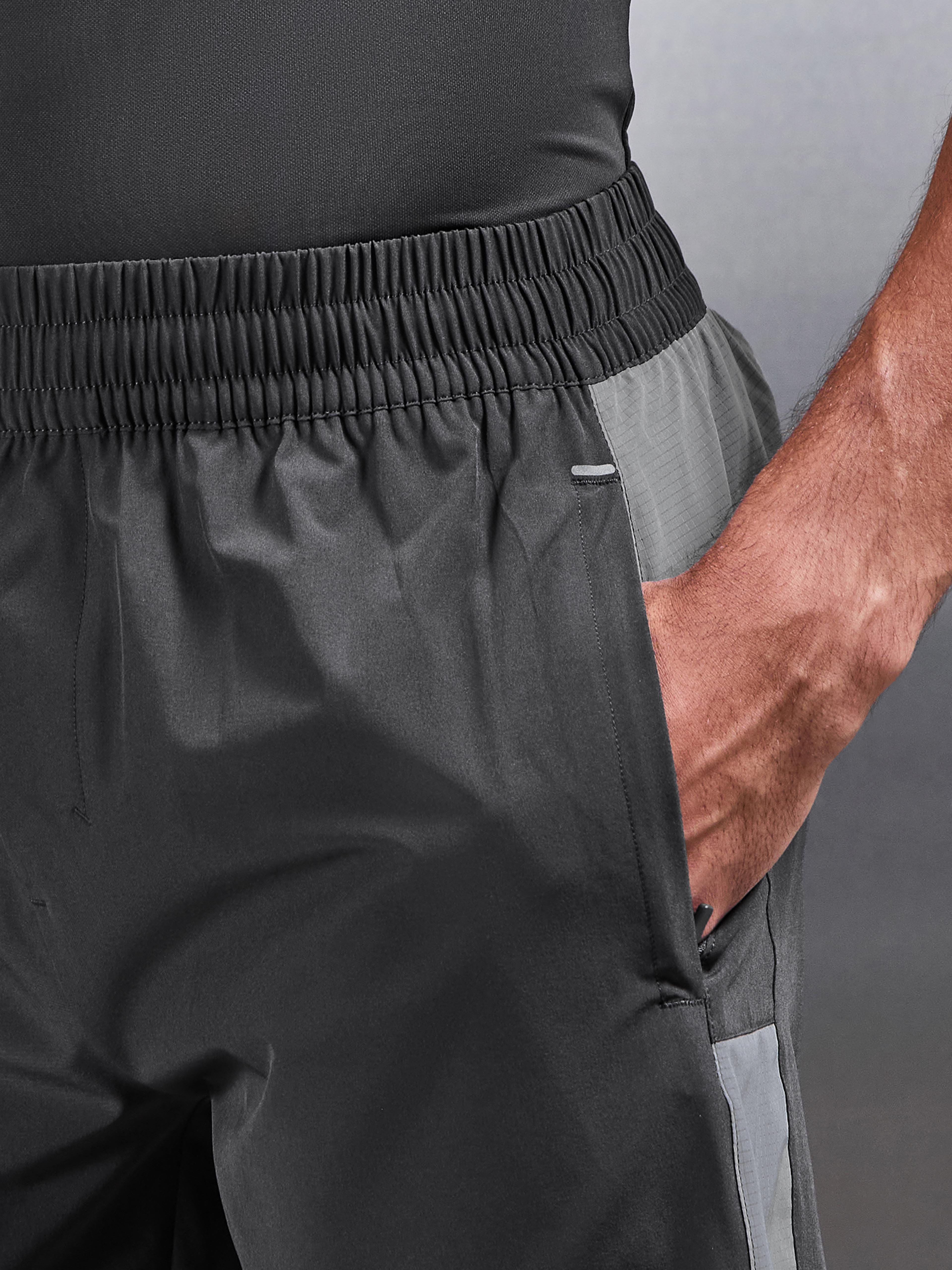 Mens Track Colour Block Active Short in Grey Mid Grey