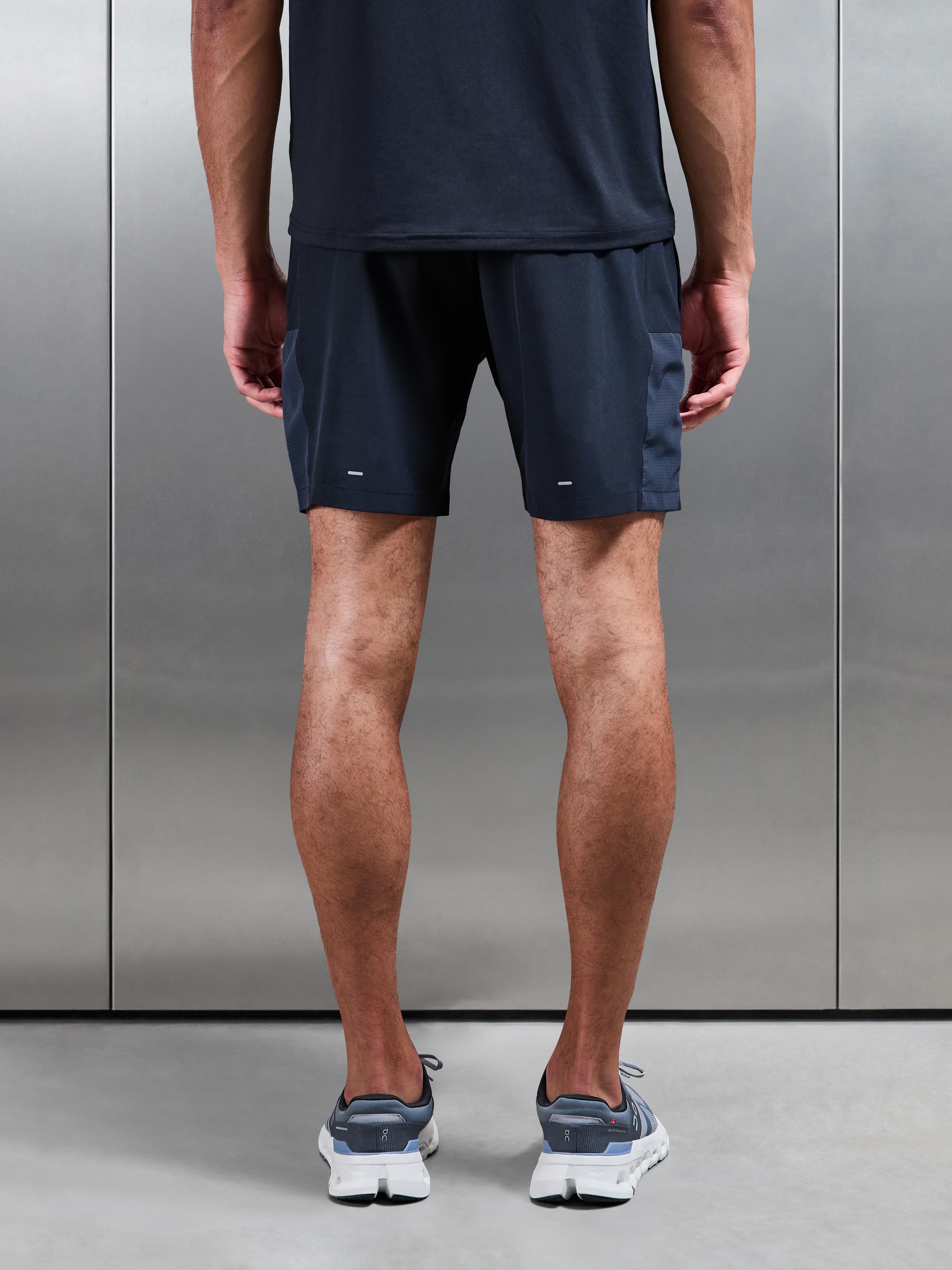 Mens Track Colour Block Active Short in Navy Slate Blue