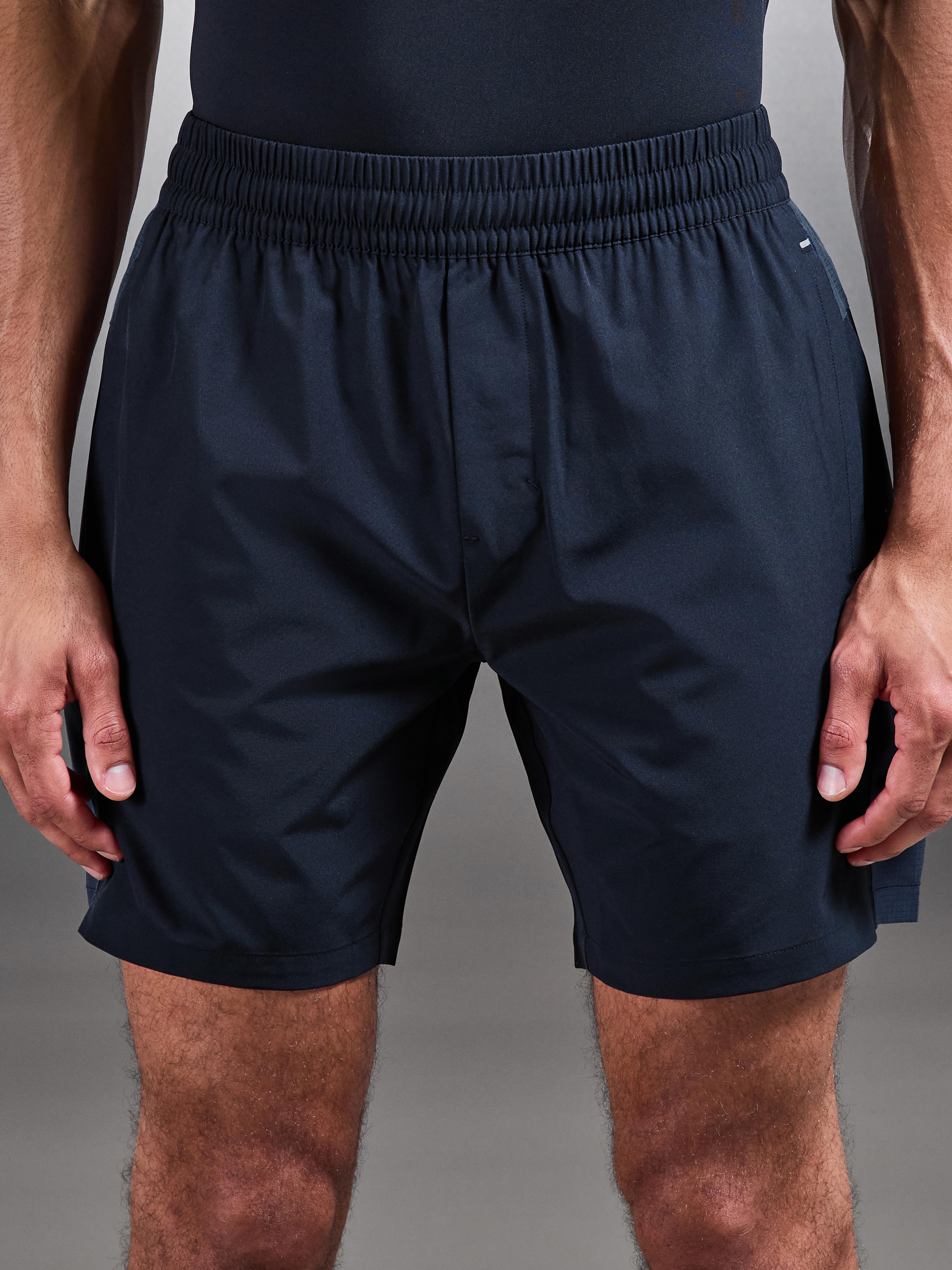 Mens Track Colour Block Active Short in Navy Slate Blue